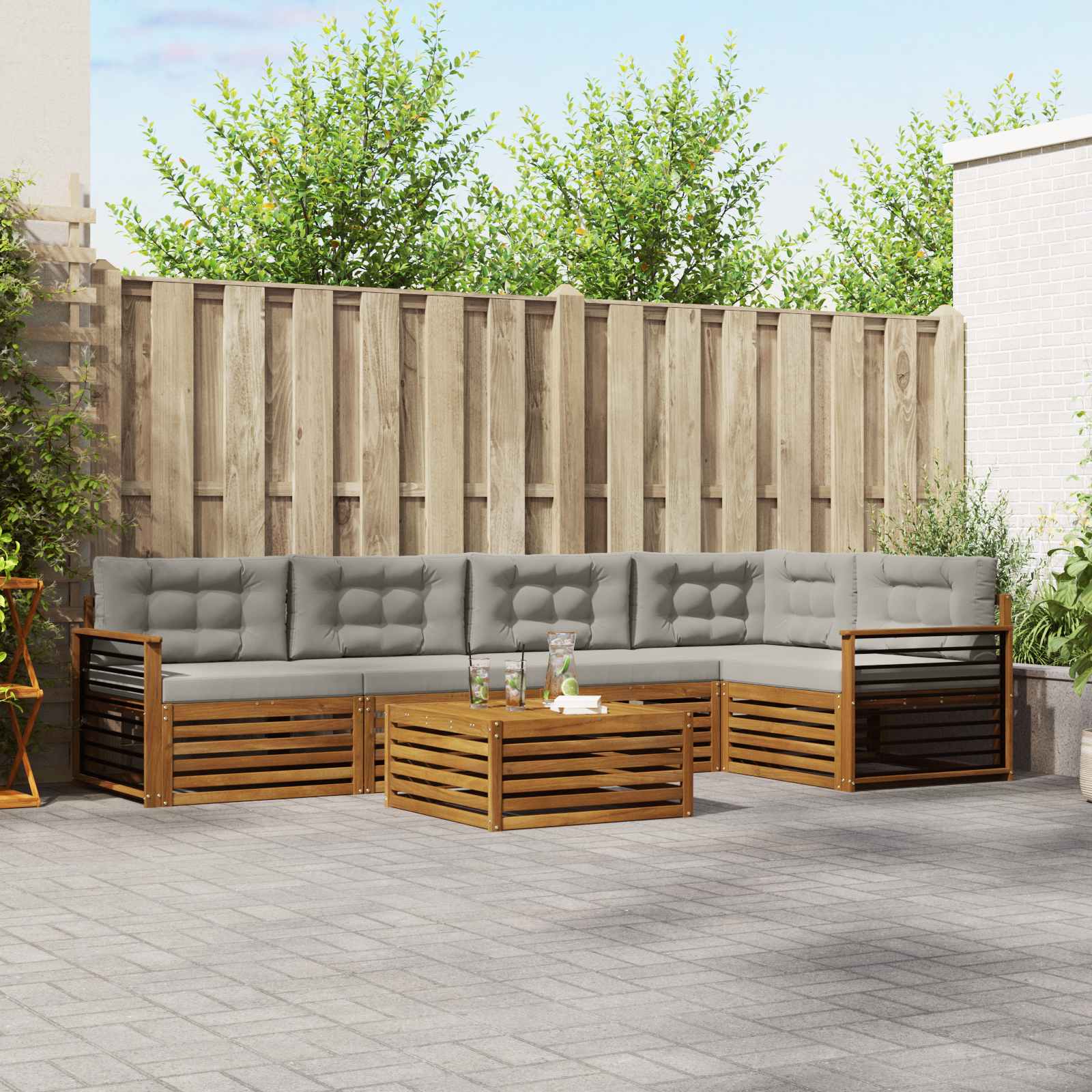 vidaXL Buiten bankenset 6 pcs Naturel Massief Acaciahout