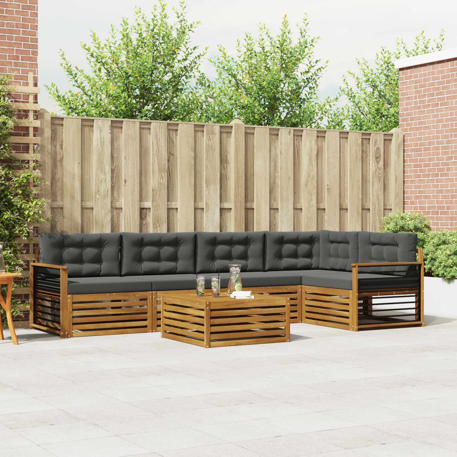 vidaXL Buiten bankenset 6 pcs Naturel Massief Acaciahout