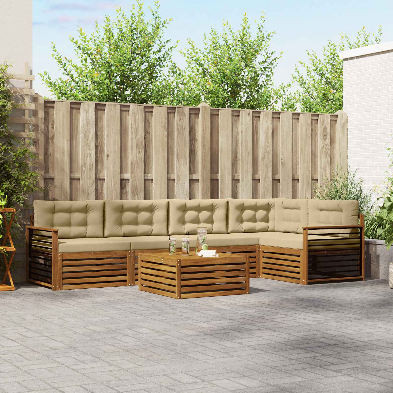 vidaXL Buiten bankenset 6 pcs Naturel Massief Acaciahout