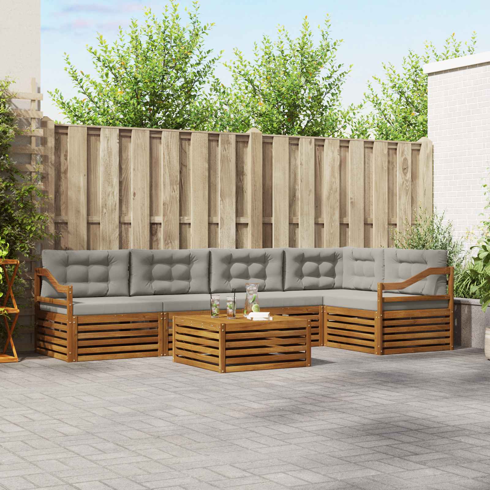 vidaXL Buiten bankenset 6 pcs Naturel Massief Acaciahout