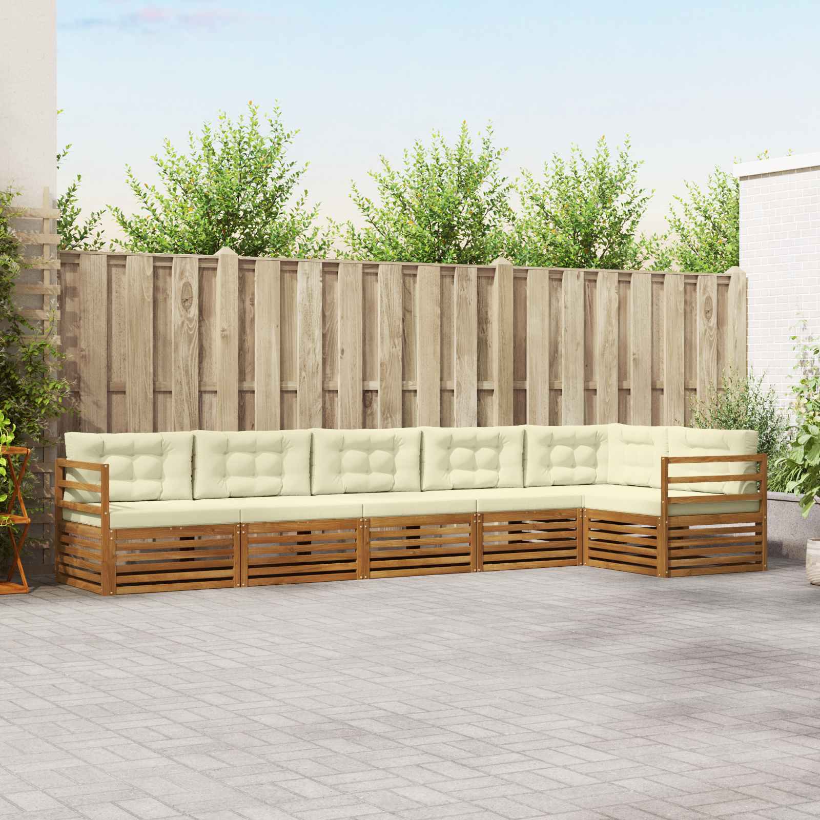 vidaXL Buiten bankenset 6 pcs Naturel Massief Acaciahout