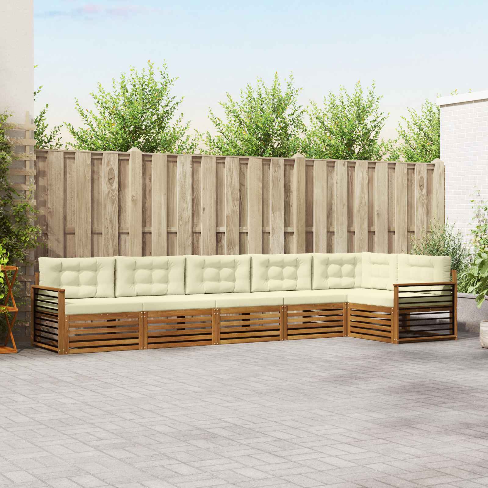vidaXL Buiten bankenset 6 pcs Naturel Massief Acaciahout