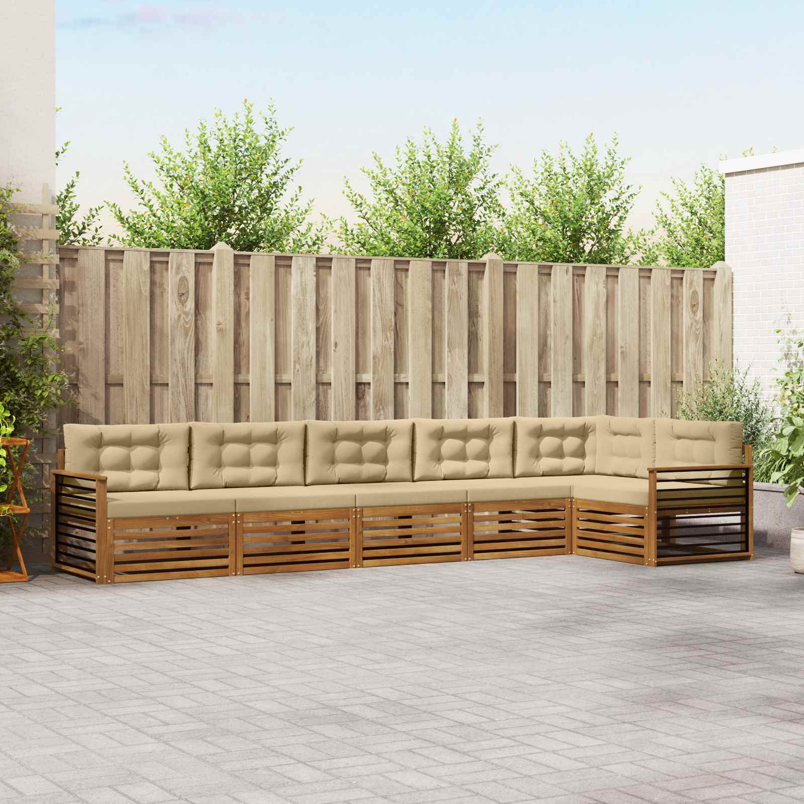 vidaXL Buiten bankenset 6 pcs Naturel Massief Acaciahout