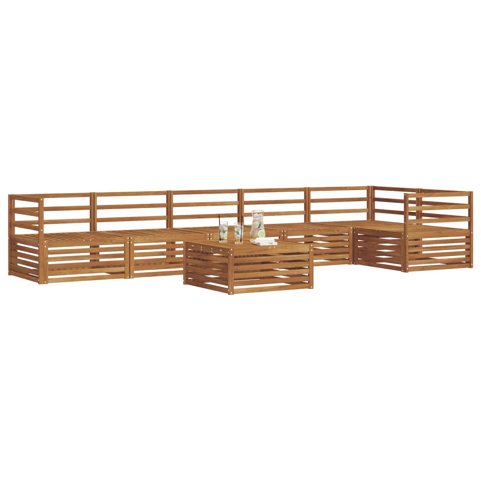 vidaXL Buiten bankenset 7 pcs Naturel Massief Acaciahout