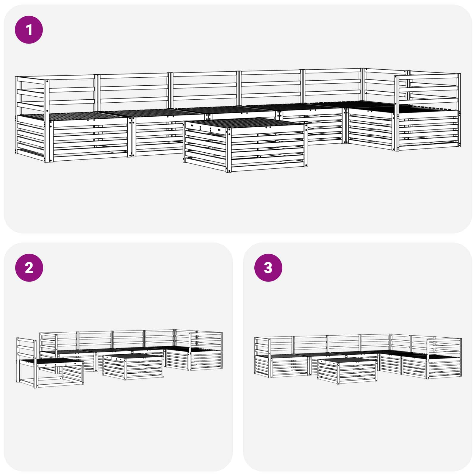 vidaXL Buiten bankenset 7 pcs Naturel Massief Acaciahout
