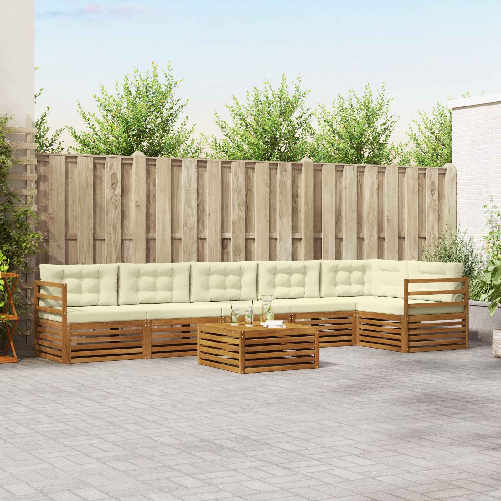 vidaXL Buiten bankenset 7 pcs Naturel Massief Acaciahout