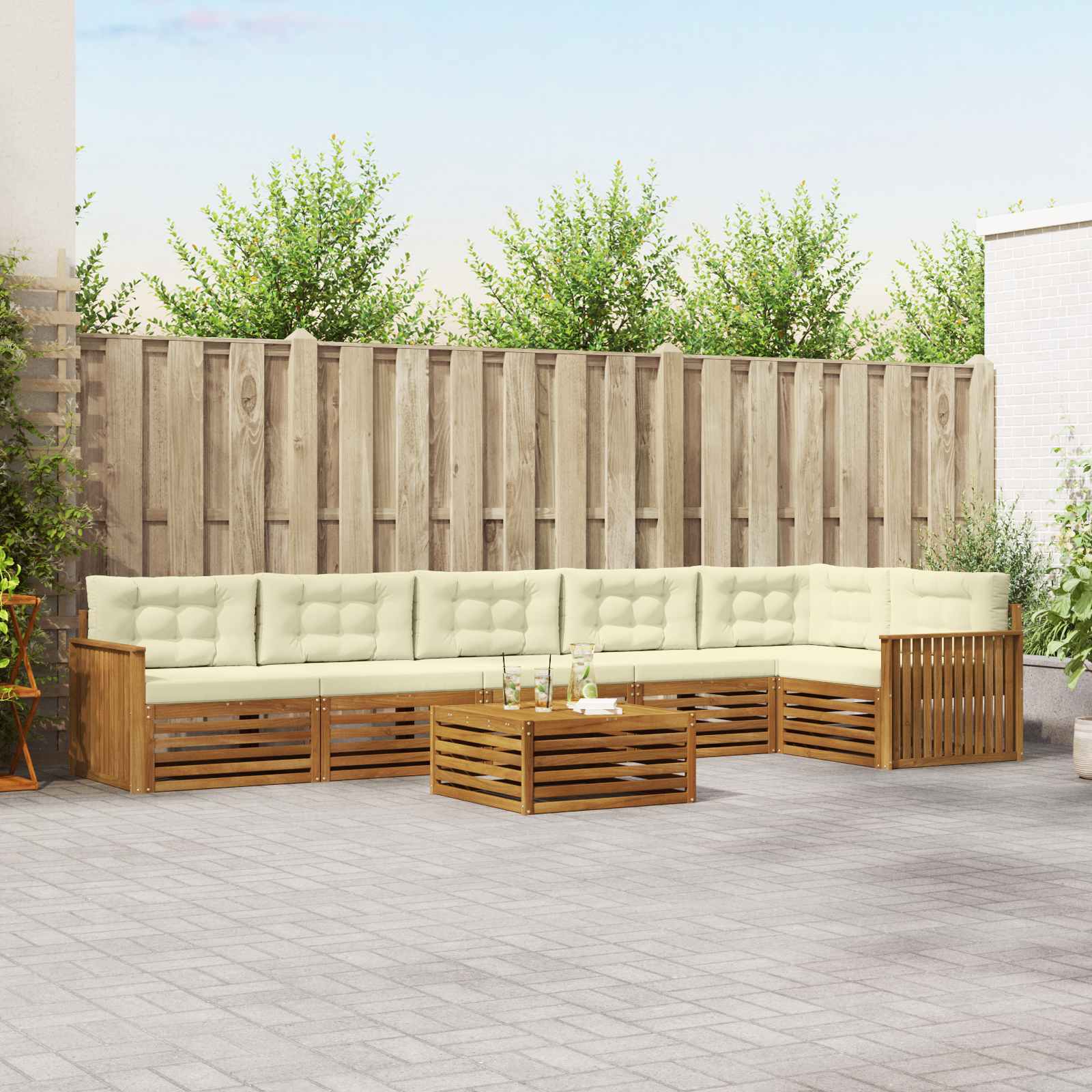 vidaXL Buiten bankenset 7 pcs Naturel Massief Acaciahout