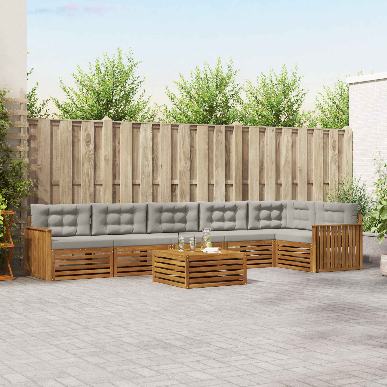 vidaXL Buiten bankenset 7 pcs Naturel Massief Acaciahout