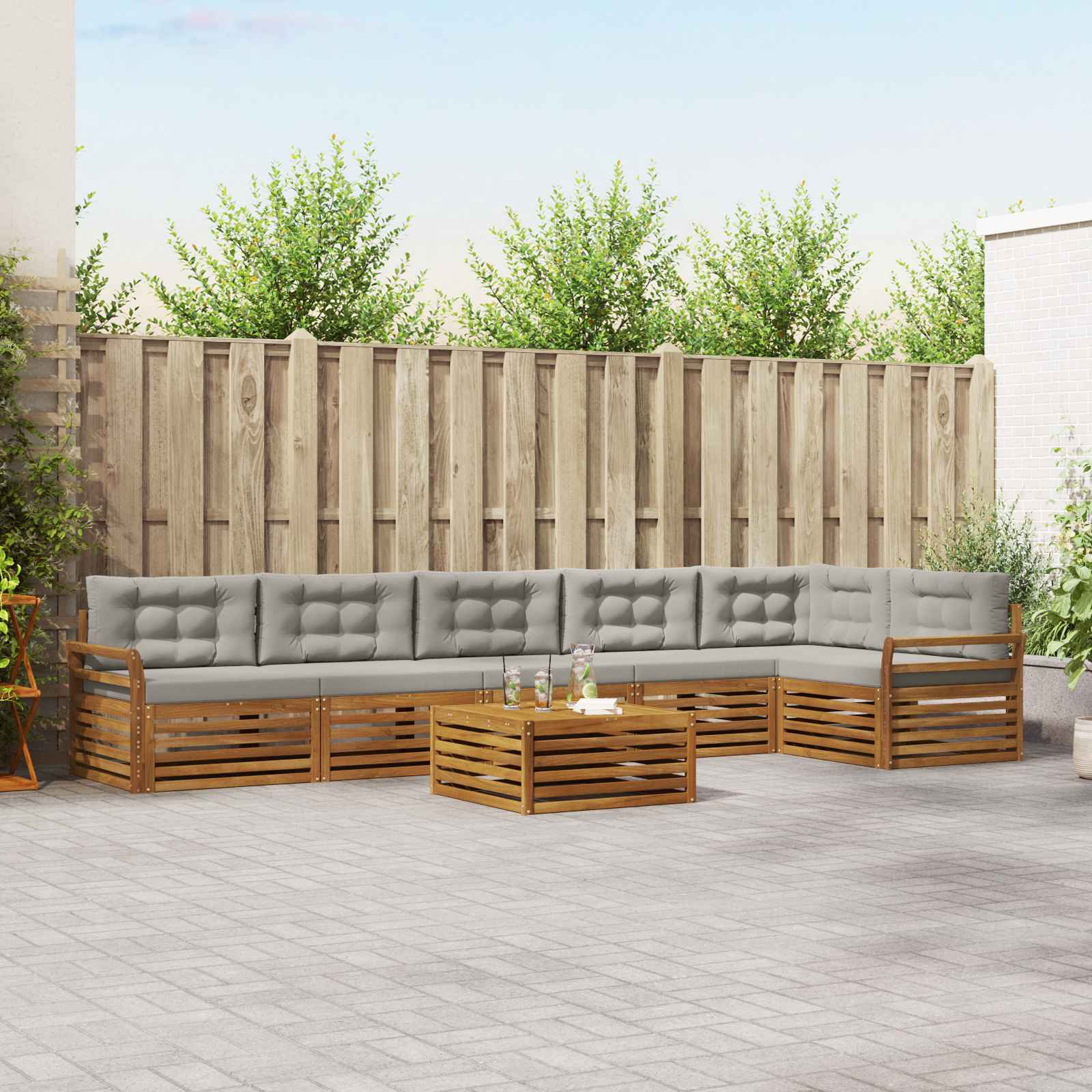vidaXL Buiten bankenset 7 pcs Naturel Massief Acaciahout