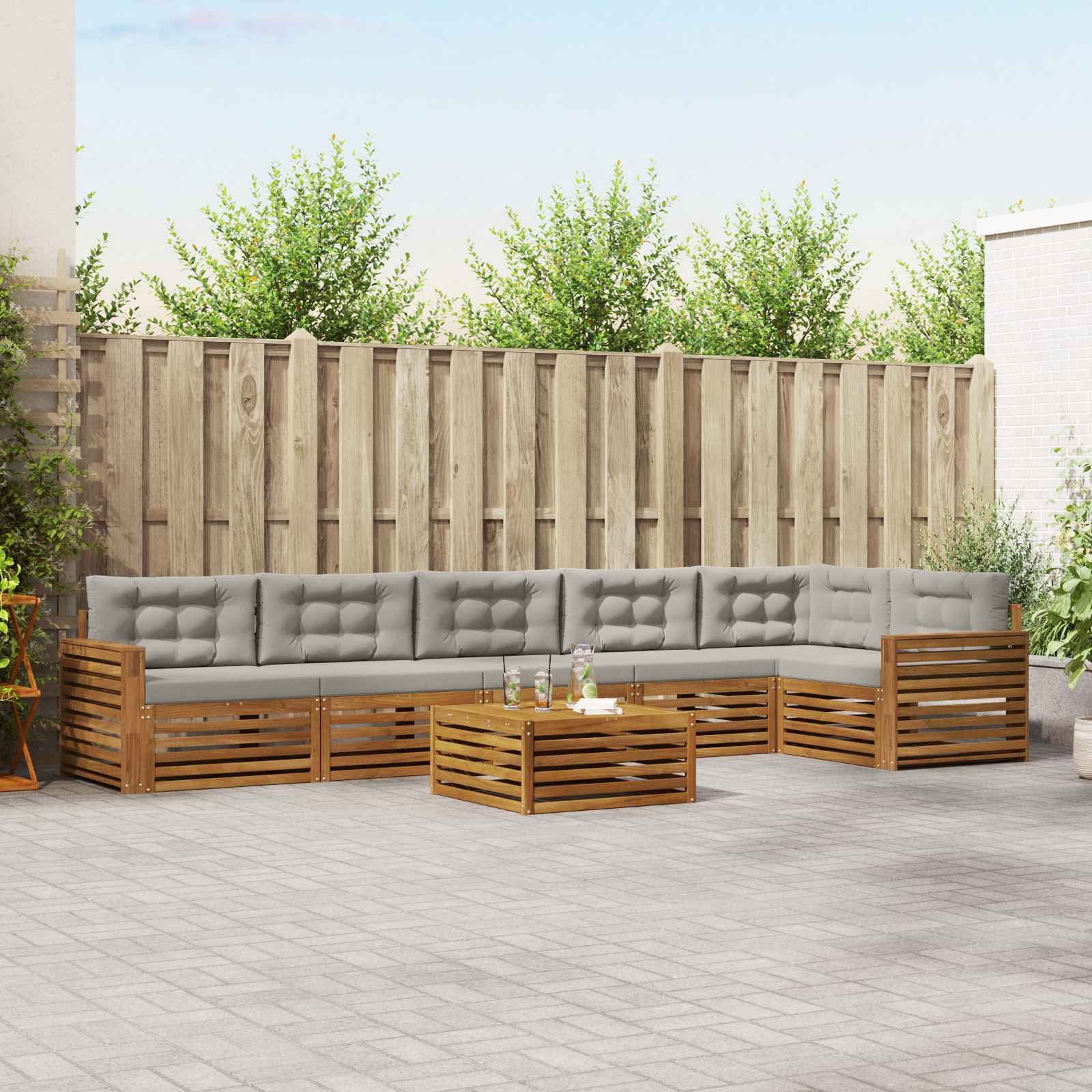 vidaXL Buiten bankenset 7 pcs Naturel Massief Acaciahout