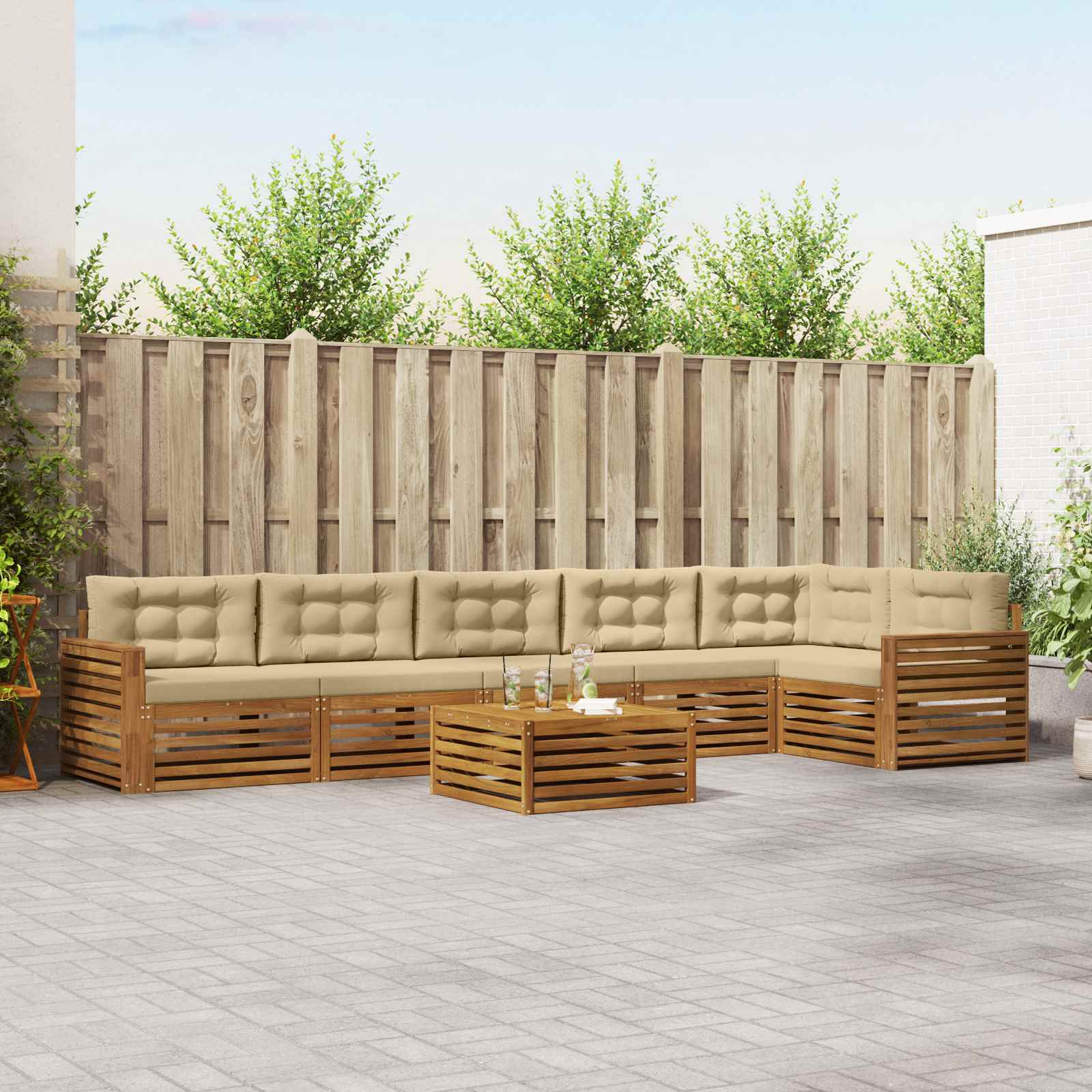 vidaXL Buiten bankenset 7 pcs Naturel Massief Acaciahout