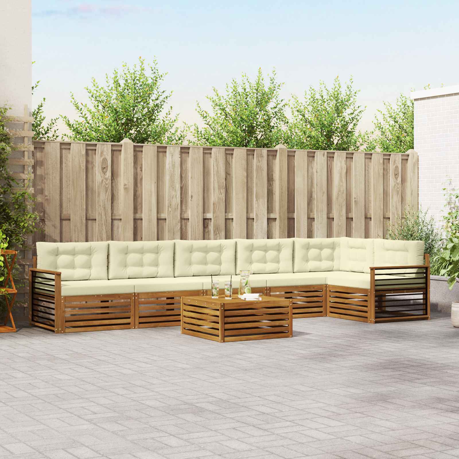 vidaXL Buiten bankenset 7 pcs Naturel Massief Acaciahout