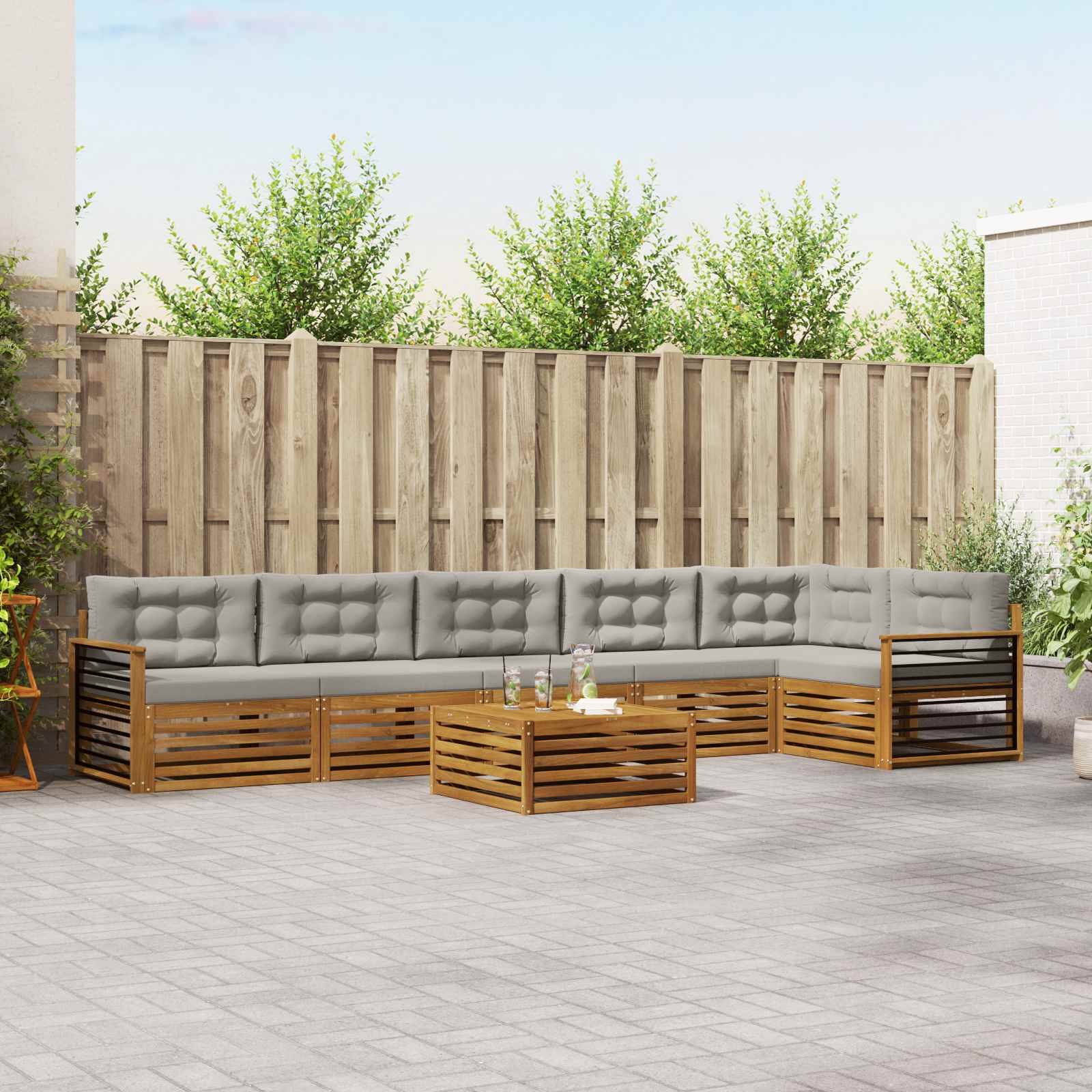 vidaXL Buiten bankenset 7 pcs Naturel Massief Acaciahout