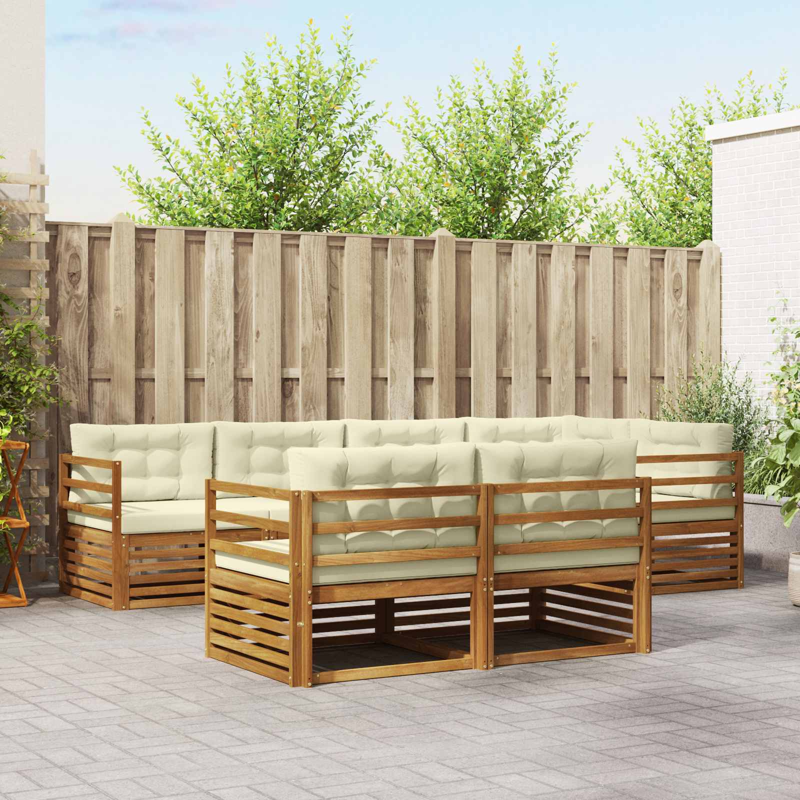 vidaXL Buiten bankenset 7 pcs Naturel