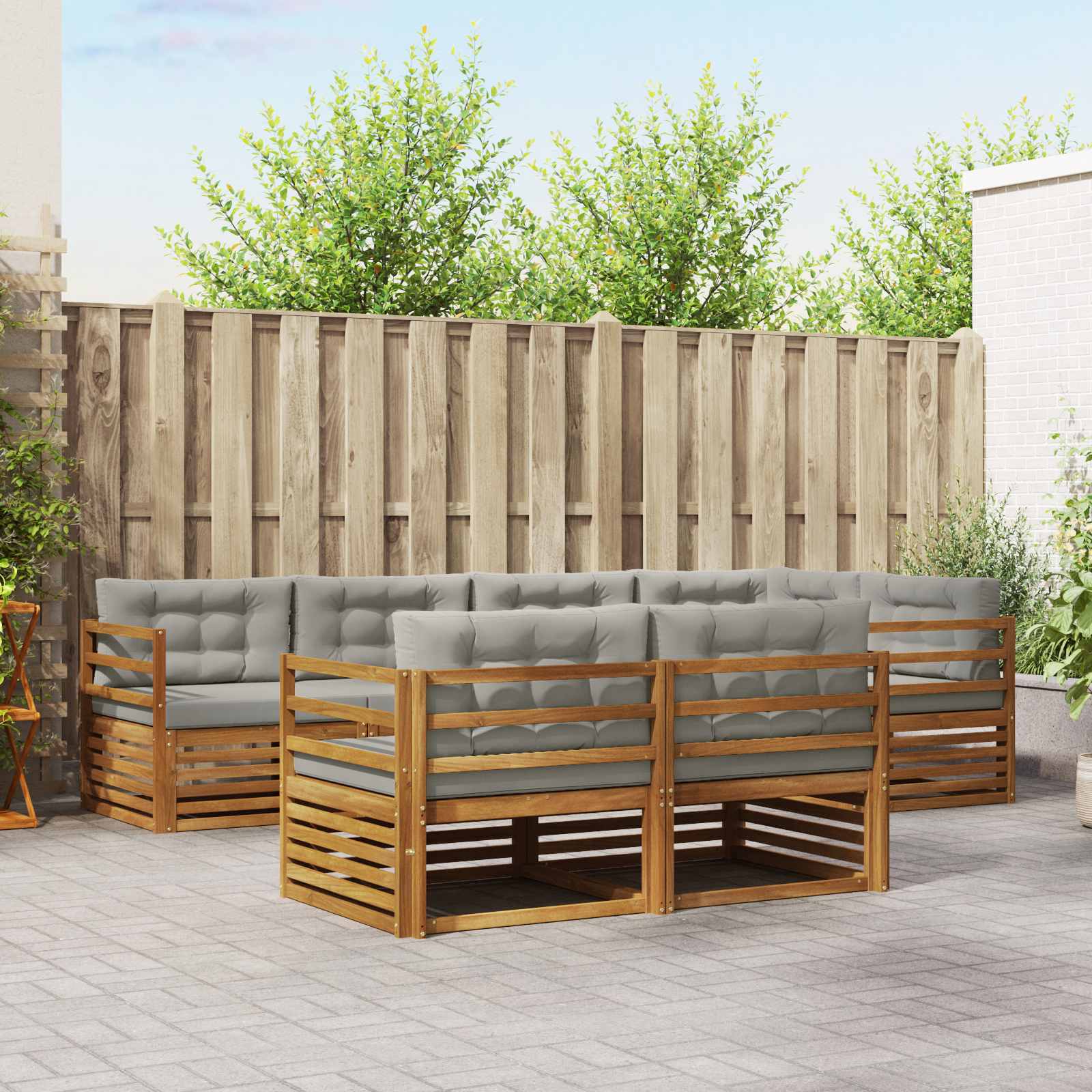 vidaXL Buiten bankenset 7 pcs Naturel