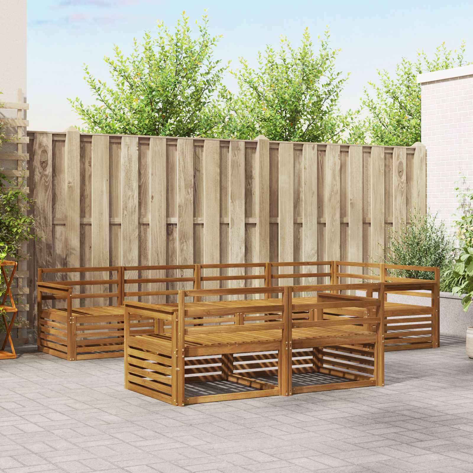 vidaXL Buiten bankenset 7 pcs Naturel