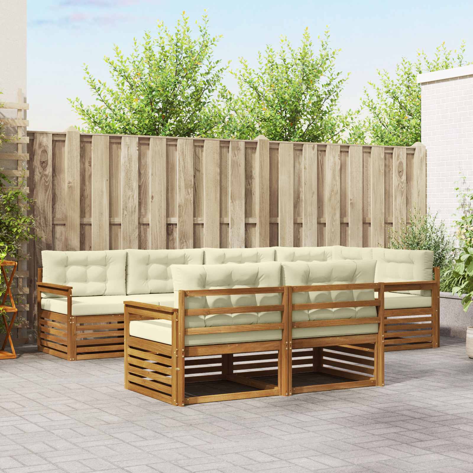 vidaXL Buiten bankenset 7 pcs Naturel