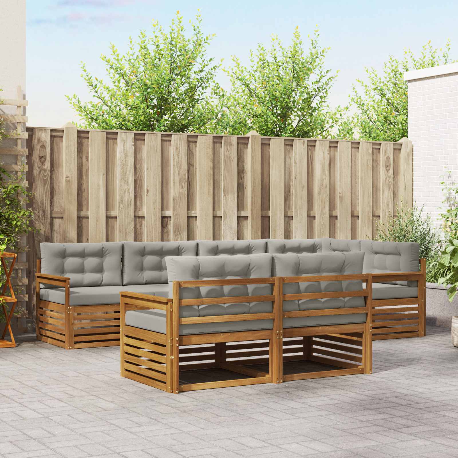 vidaXL Buiten bankenset 7 pcs Naturel