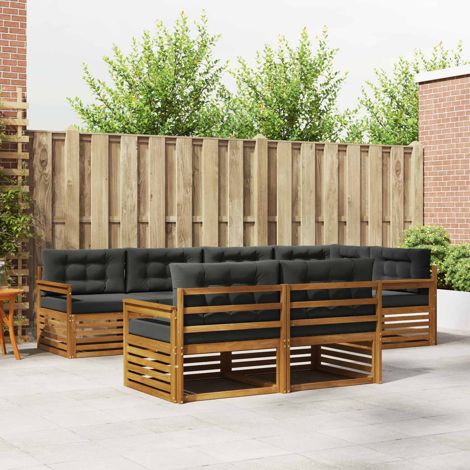 vidaXL Buiten bankenset 7 pcs Naturel