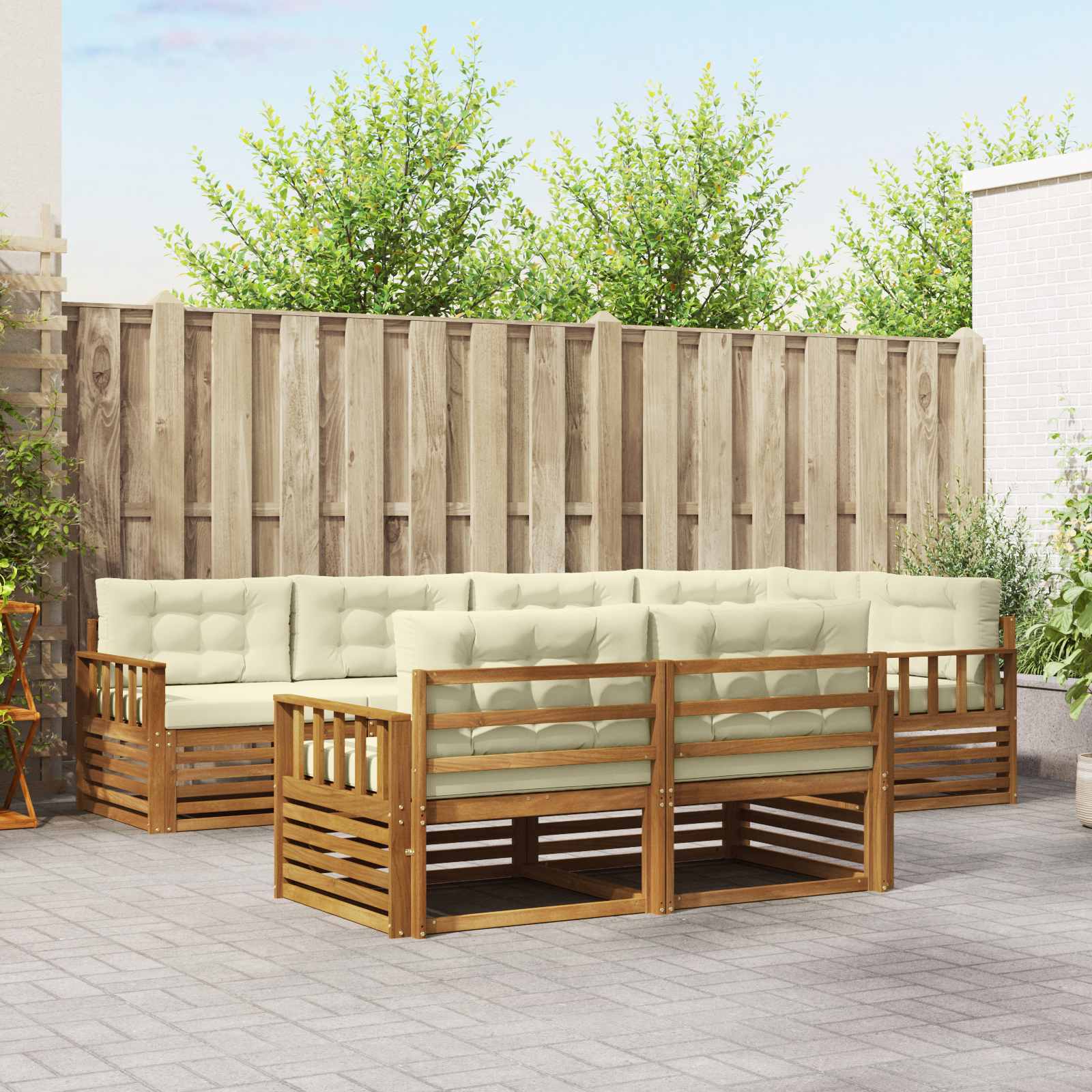 vidaXL Buiten bankenset 7 pcs Naturel