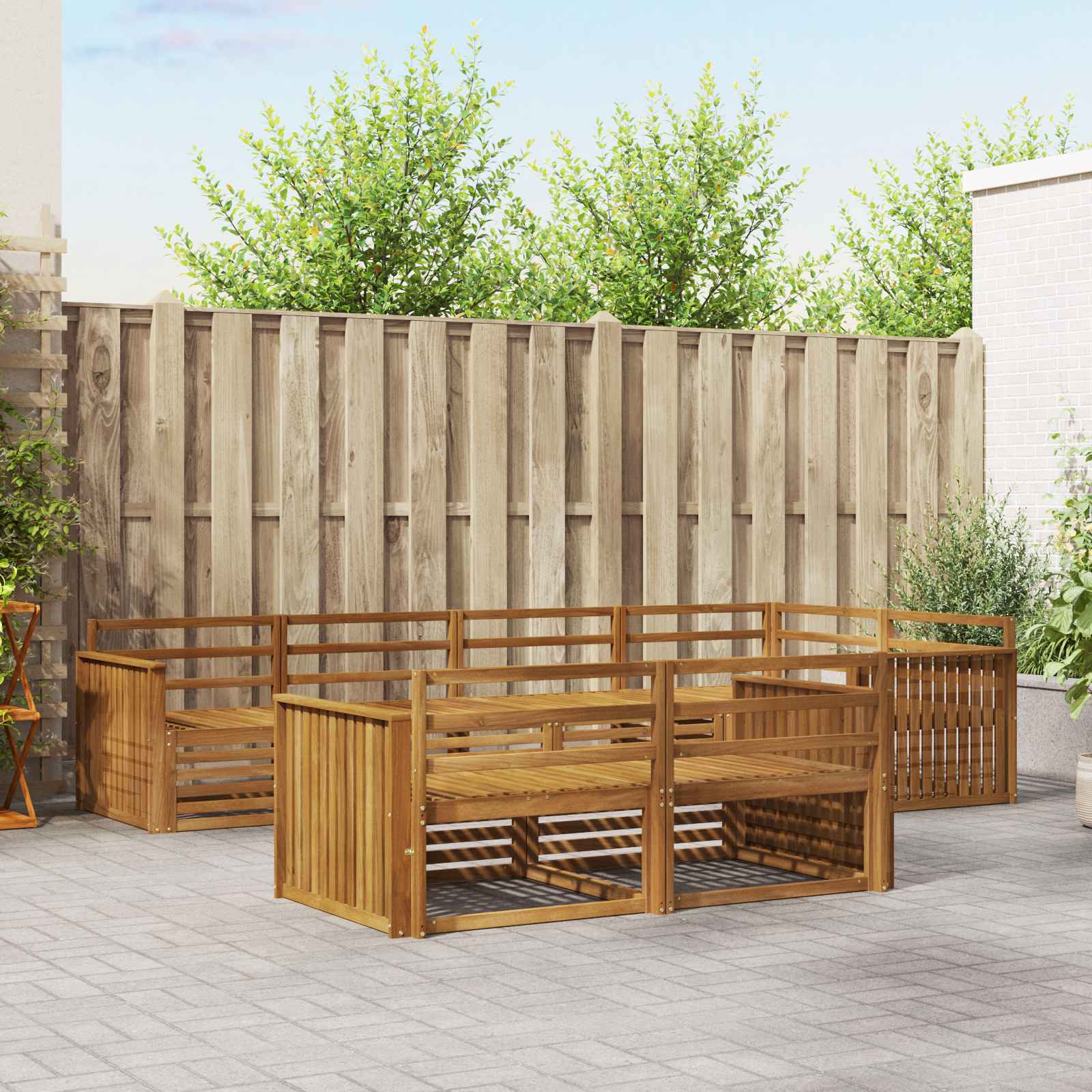 vidaXL Buiten bankenset 7 pcs Naturel