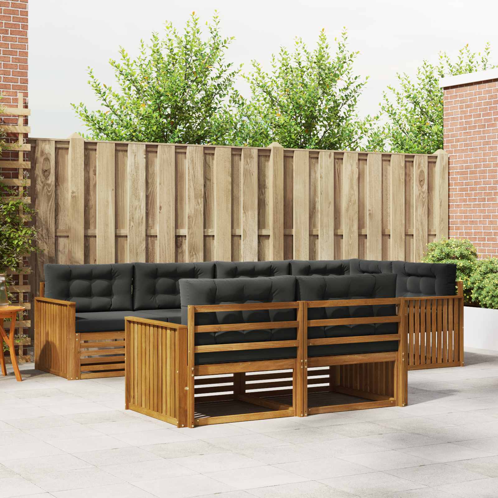 vidaXL Buiten bankenset 7 pcs Naturel
