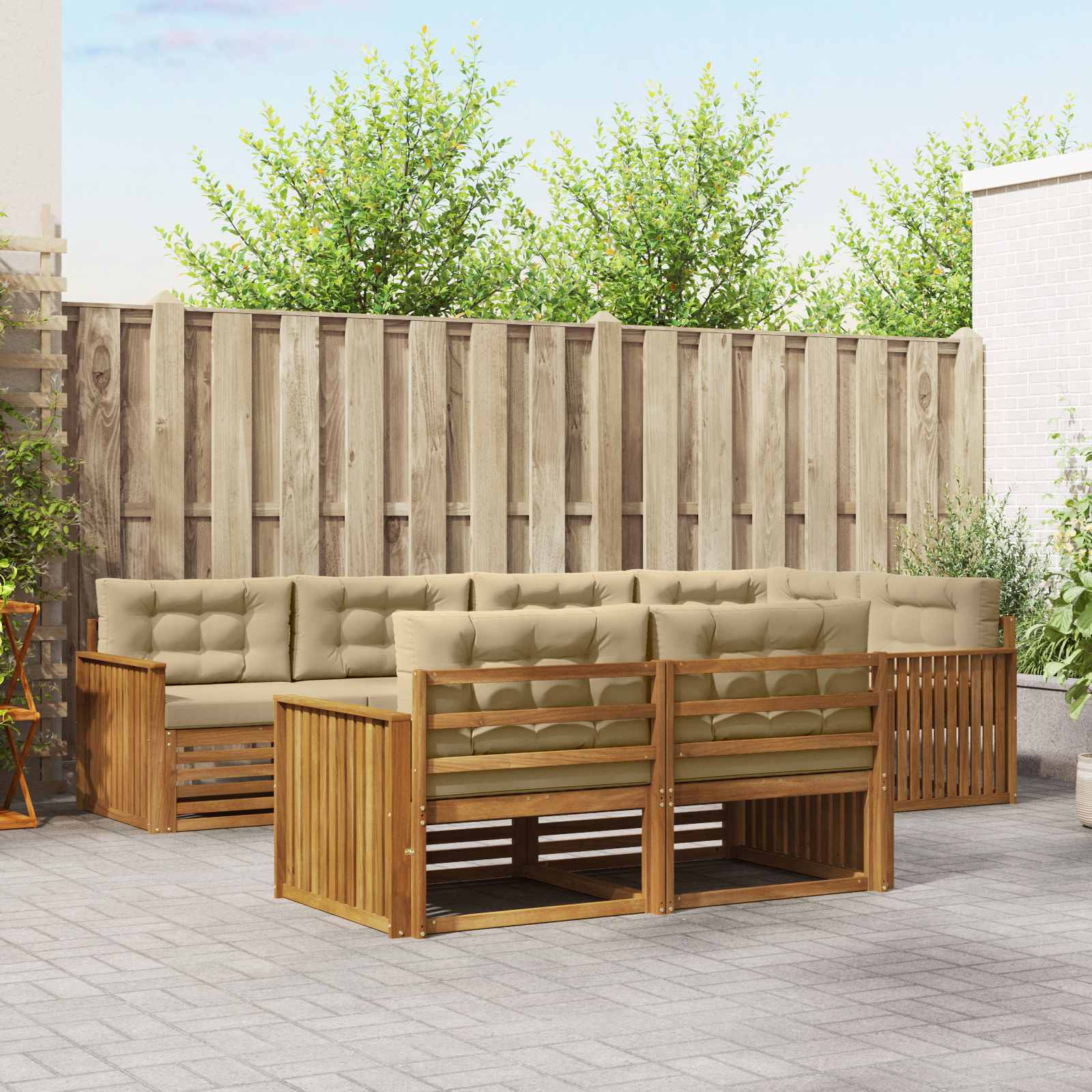 vidaXL Buiten bankenset 7 pcs Naturel