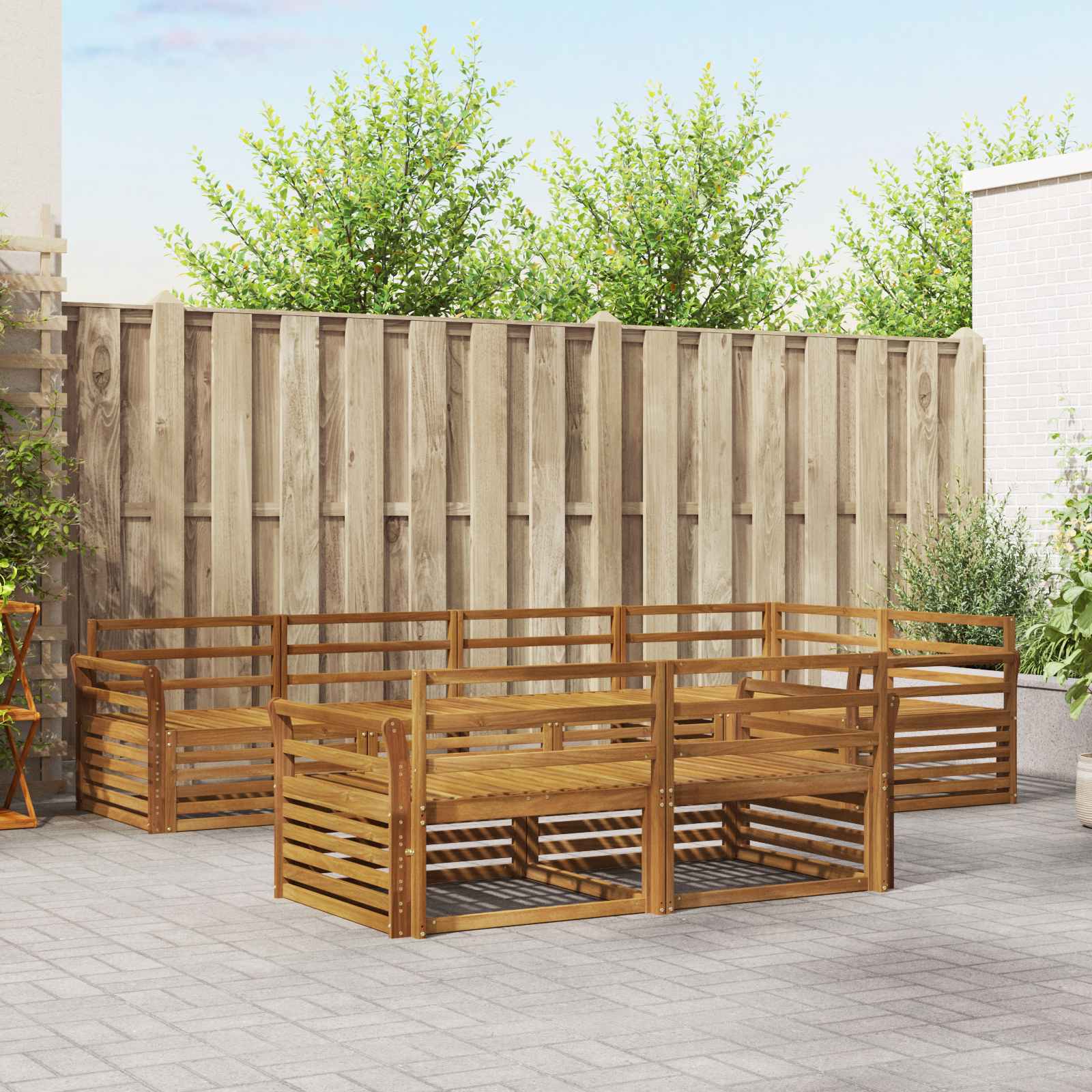 vidaXL Buiten bankenset 7 pcs Naturel