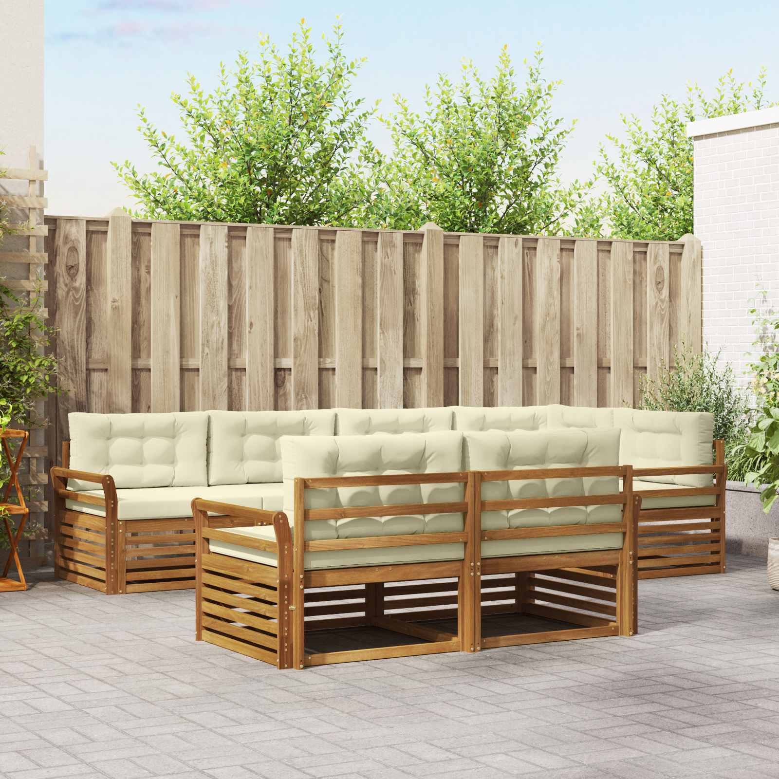 vidaXL Buiten bankenset 7 pcs Naturel