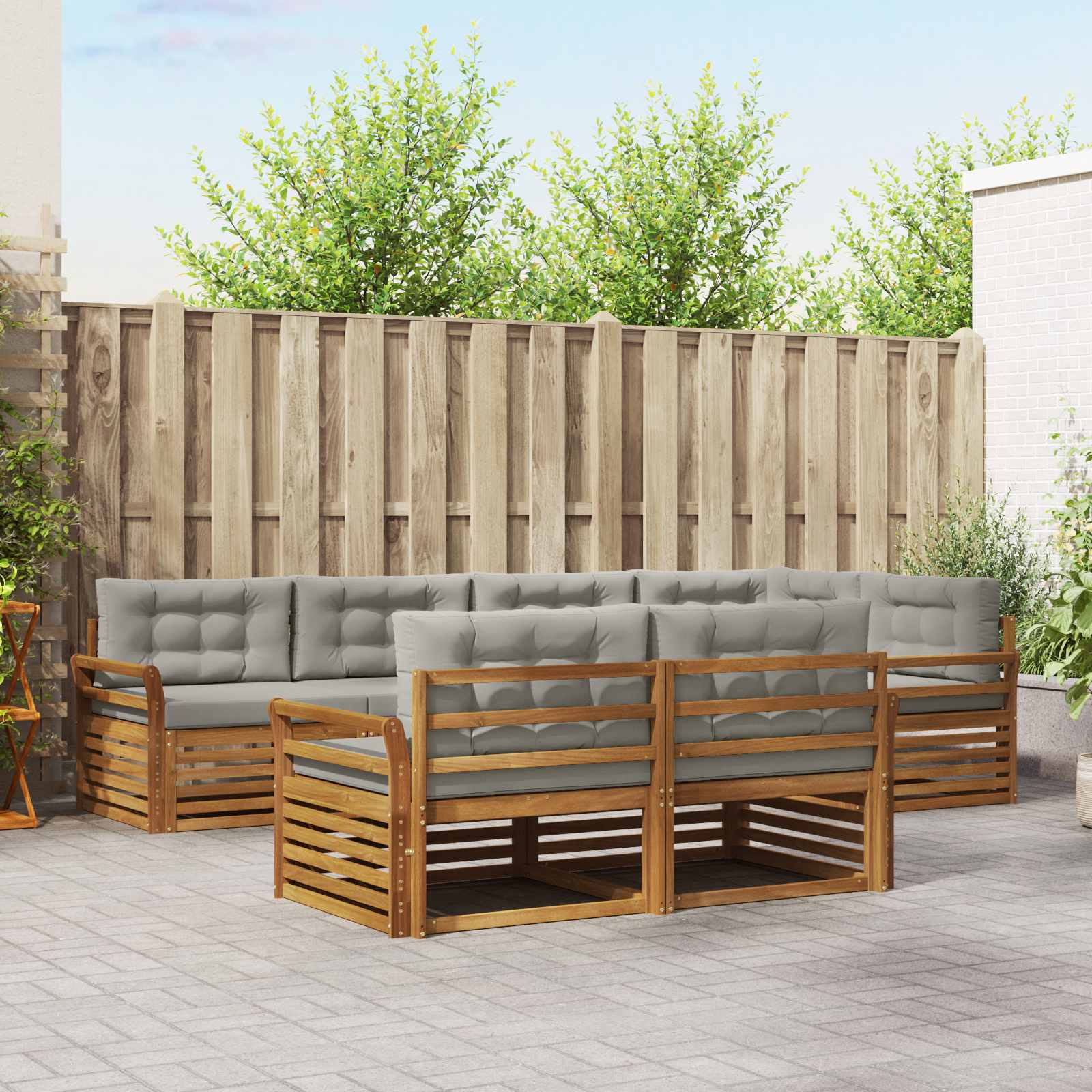vidaXL Buiten bankenset 7 pcs Naturel