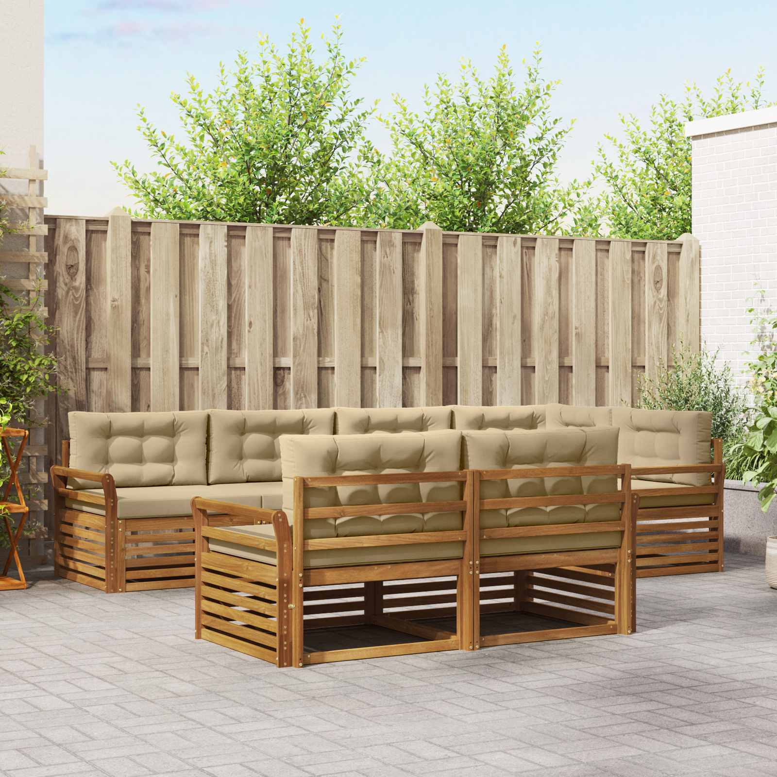 vidaXL Buiten bankenset 7 pcs Naturel