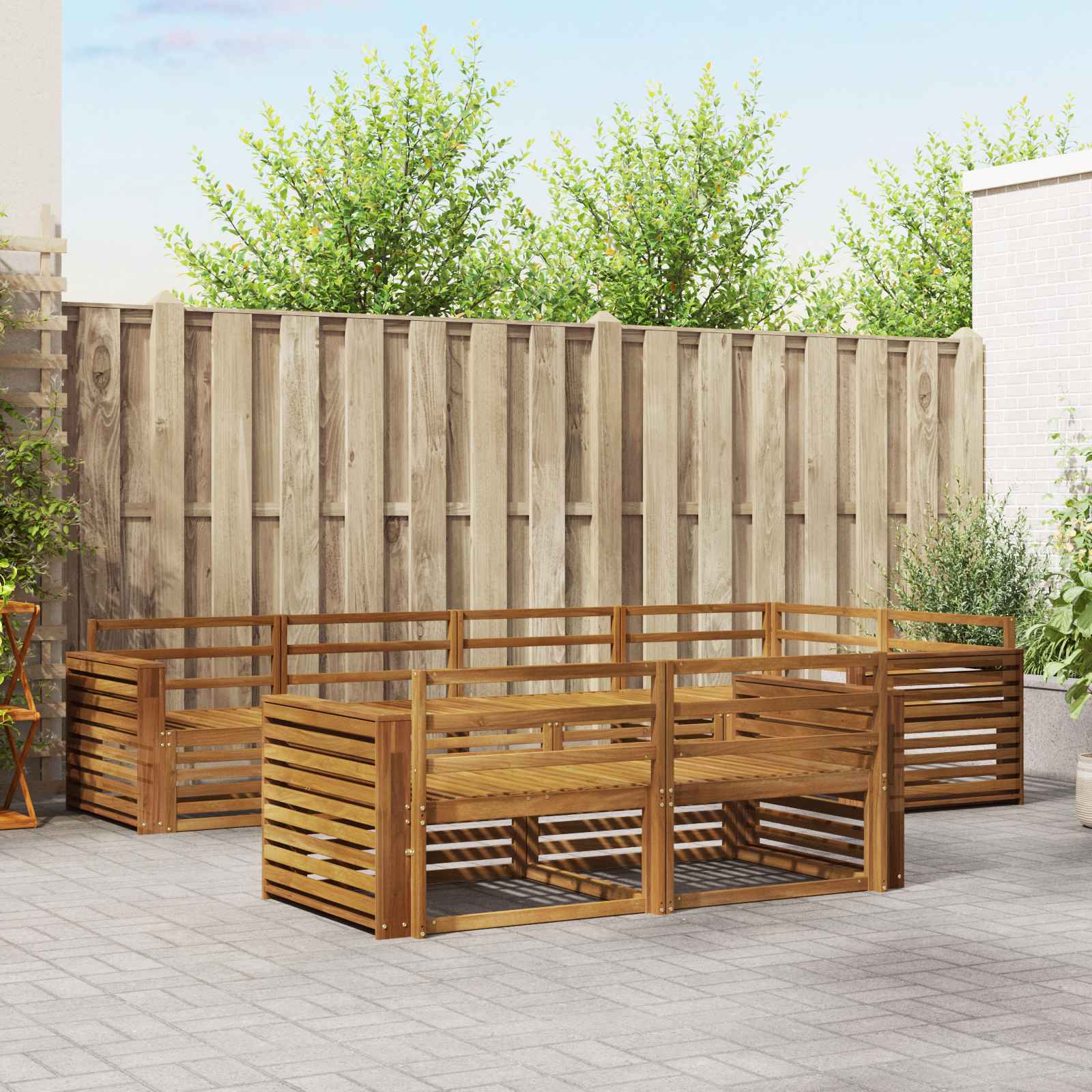 vidaXL Buiten bankenset 7 pcs Naturel