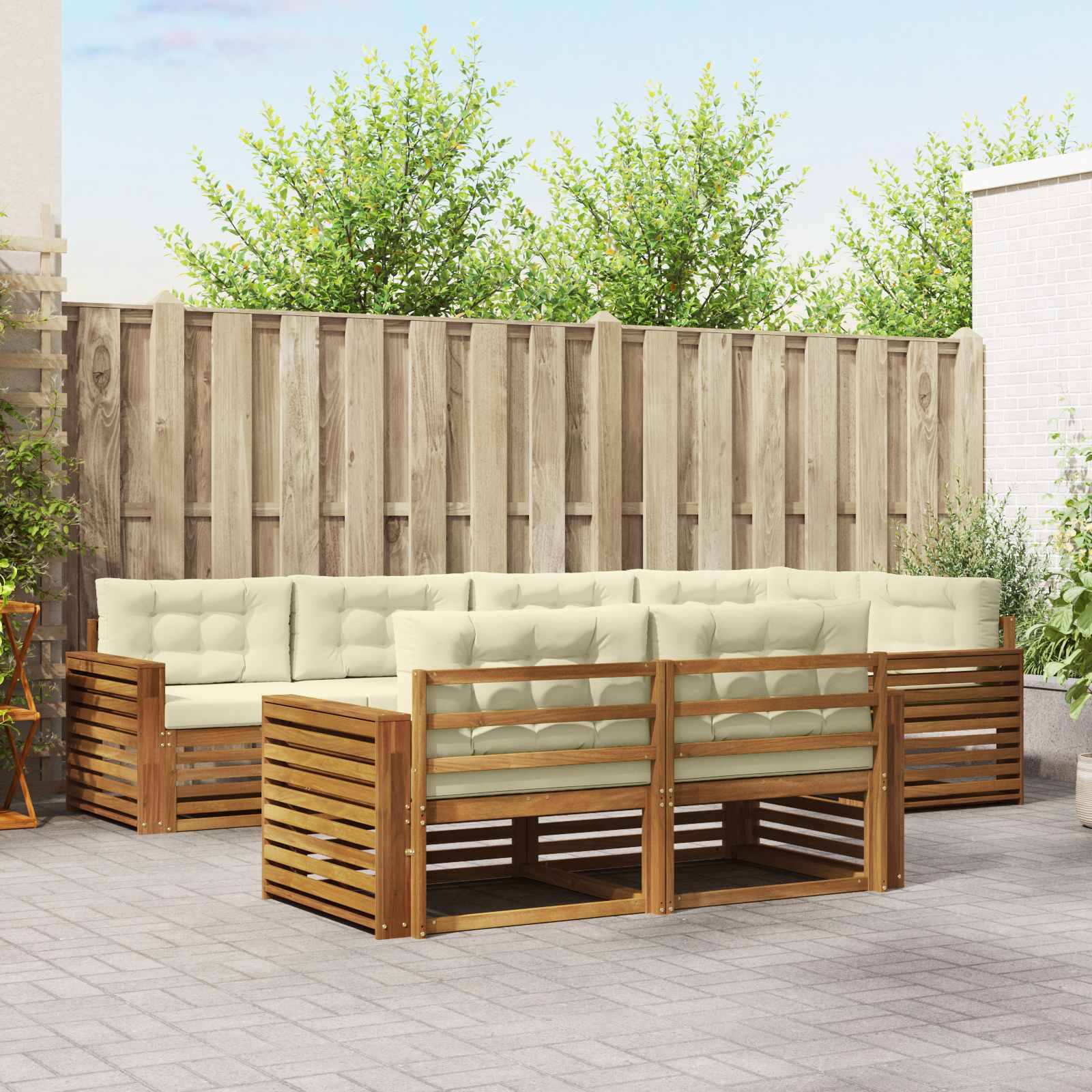 vidaXL Buiten bankenset 7 pcs Naturel