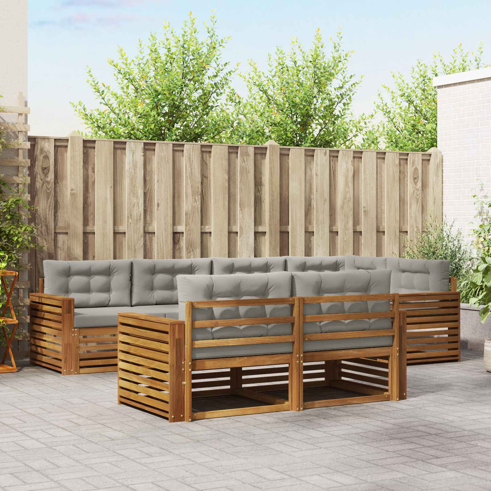vidaXL Buiten bankenset 7 pcs Naturel