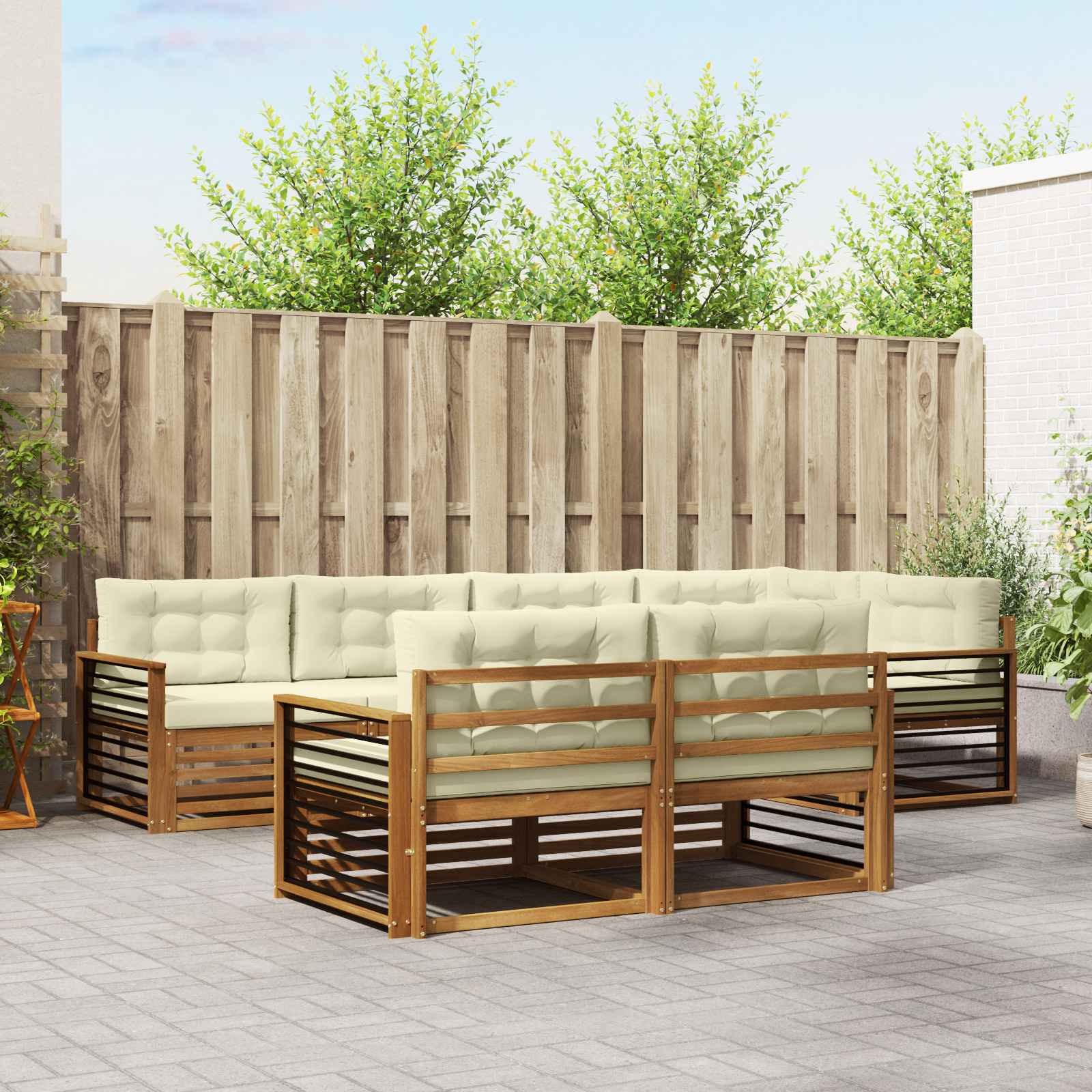 vidaXL Buiten bankenset 7 pcs Naturel
