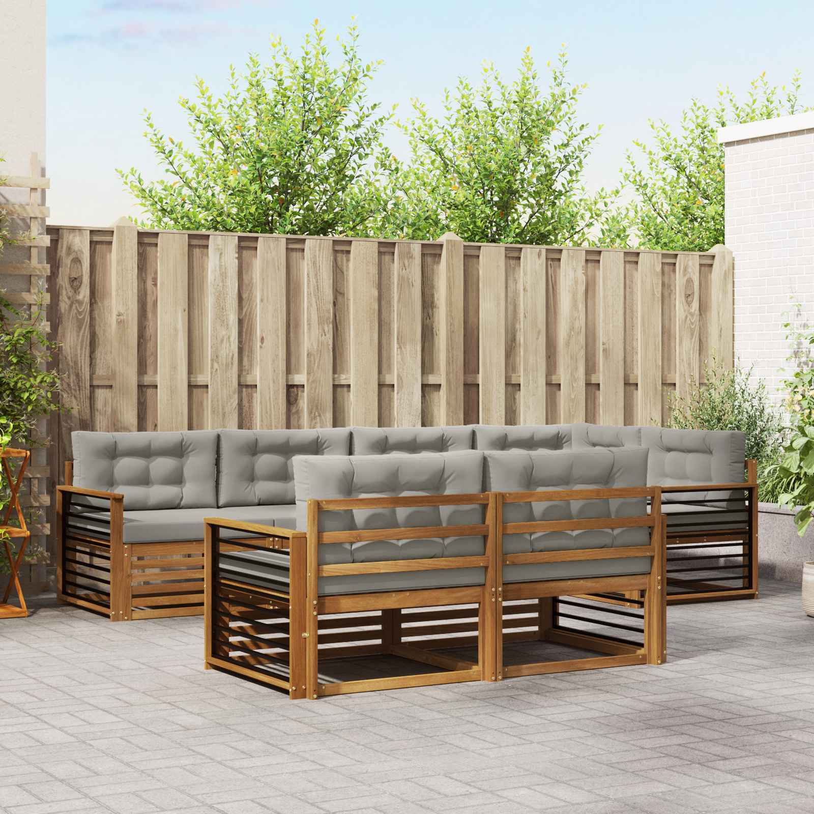 vidaXL Buiten bankenset 7 pcs Naturel