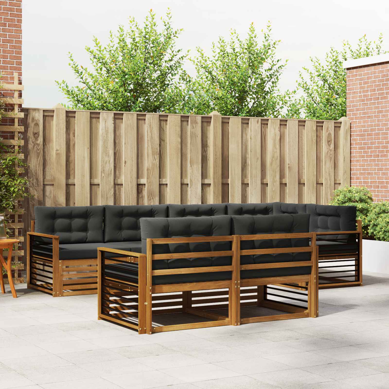 vidaXL Buiten bankenset 7 pcs Naturel