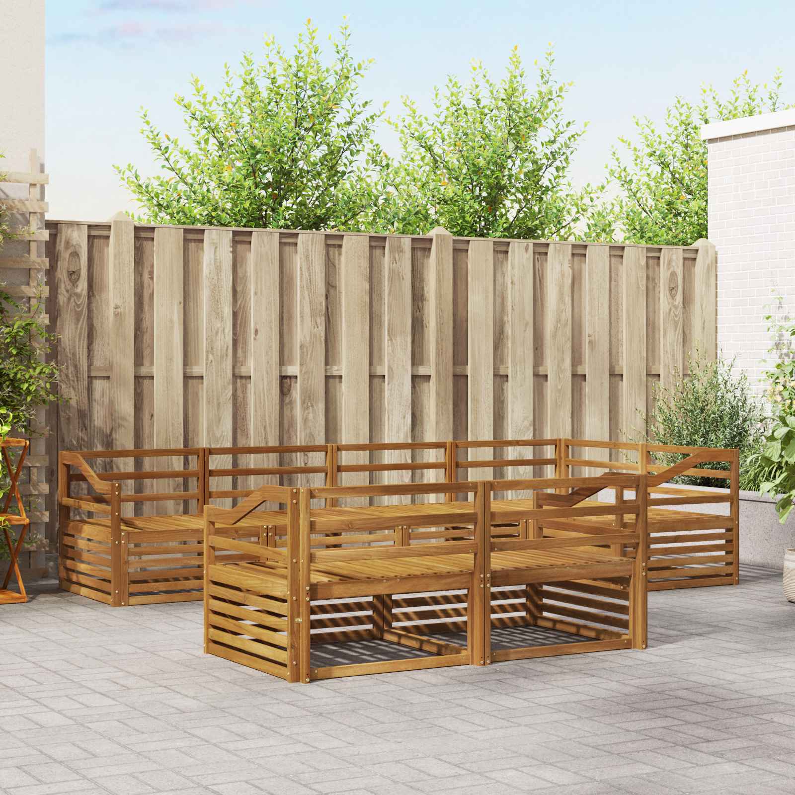 vidaXL Buiten bankenset 7 pcs Naturel