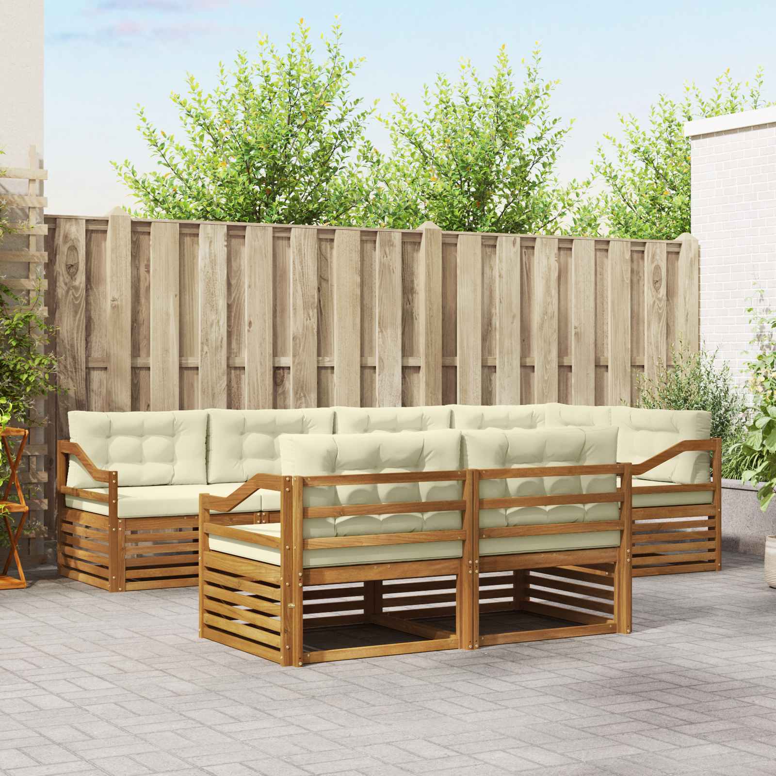 vidaXL Buiten bankenset 7 pcs Naturel