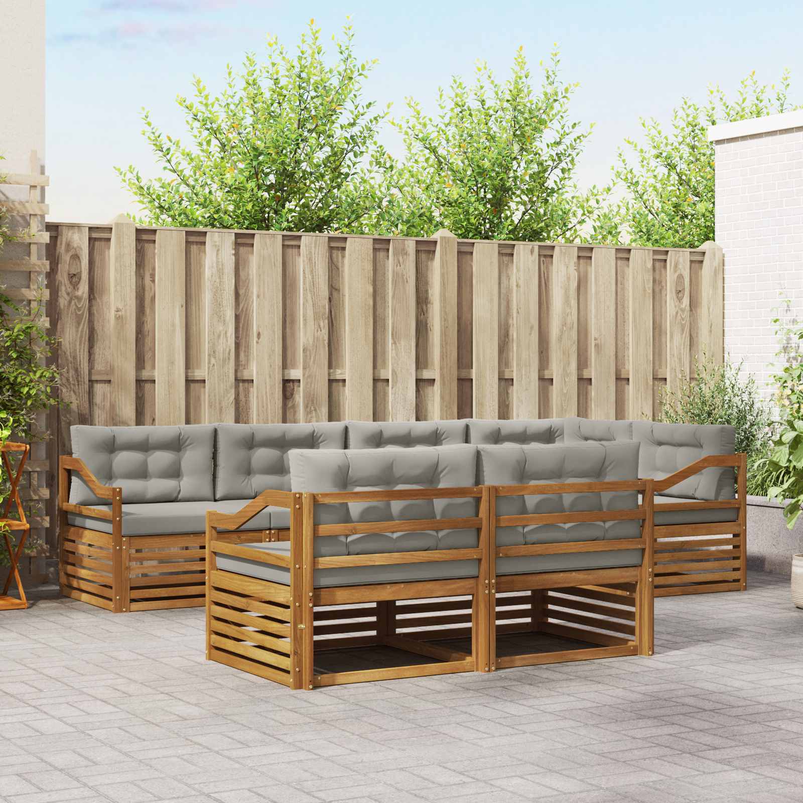 vidaXL Buiten bankenset 7 pcs Naturel