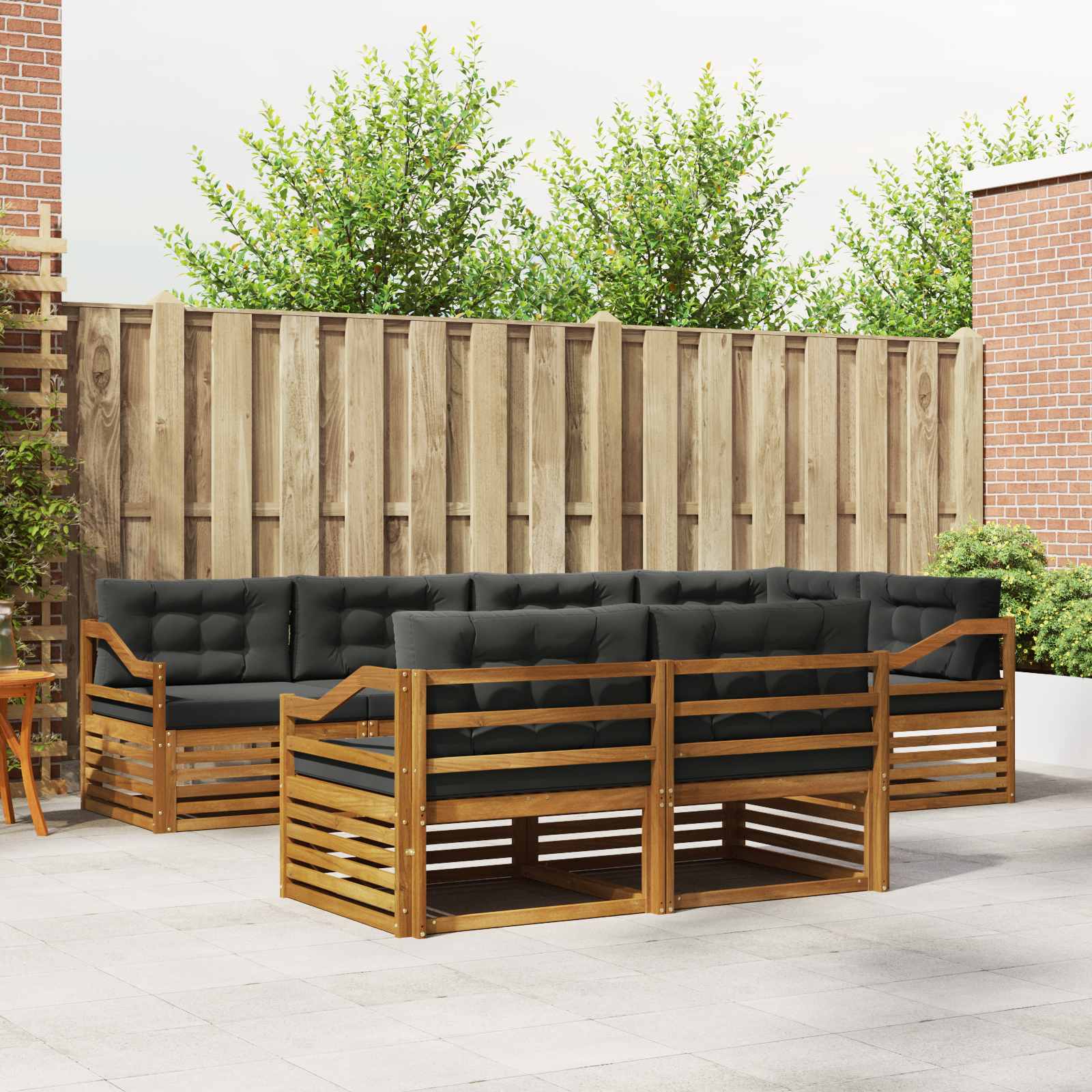 vidaXL Buiten bankenset 7 pcs Naturel
