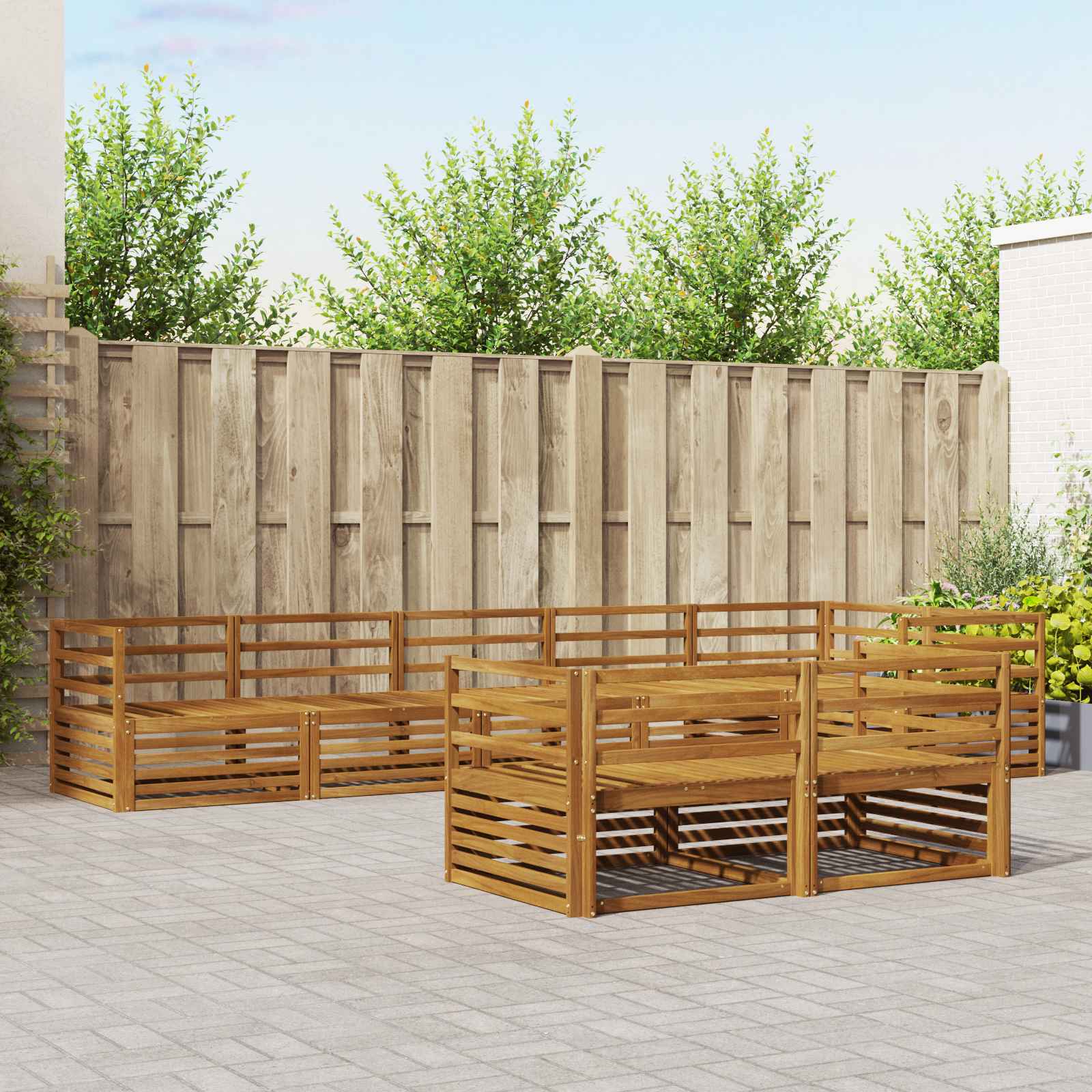 vidaXL Buiten bankenset 8 pcs Naturel