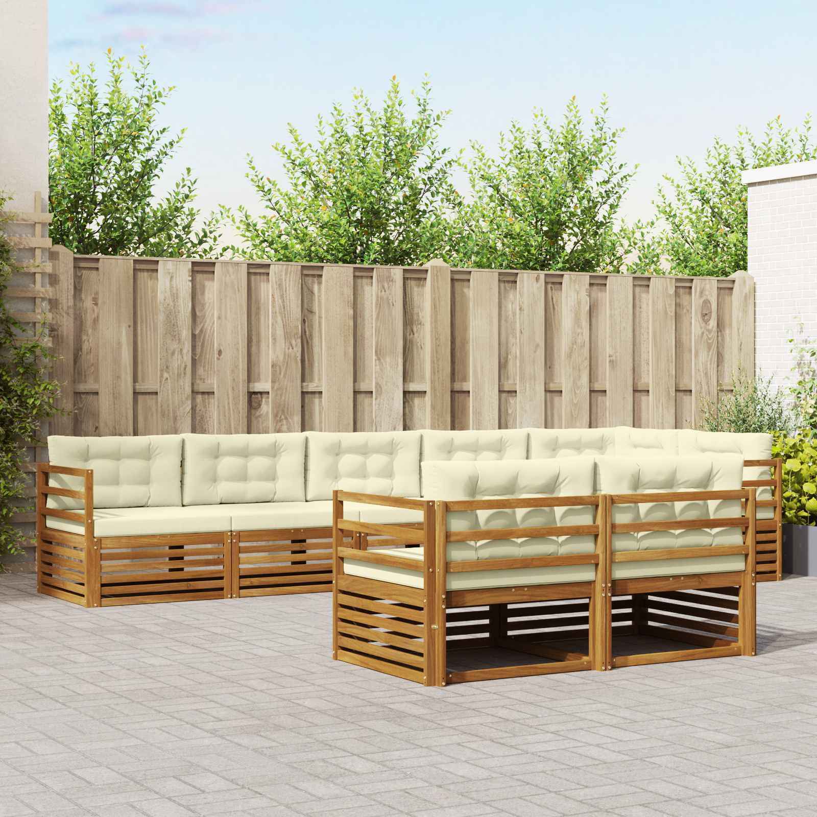 vidaXL Buiten bankenset 8 pcs Naturel
