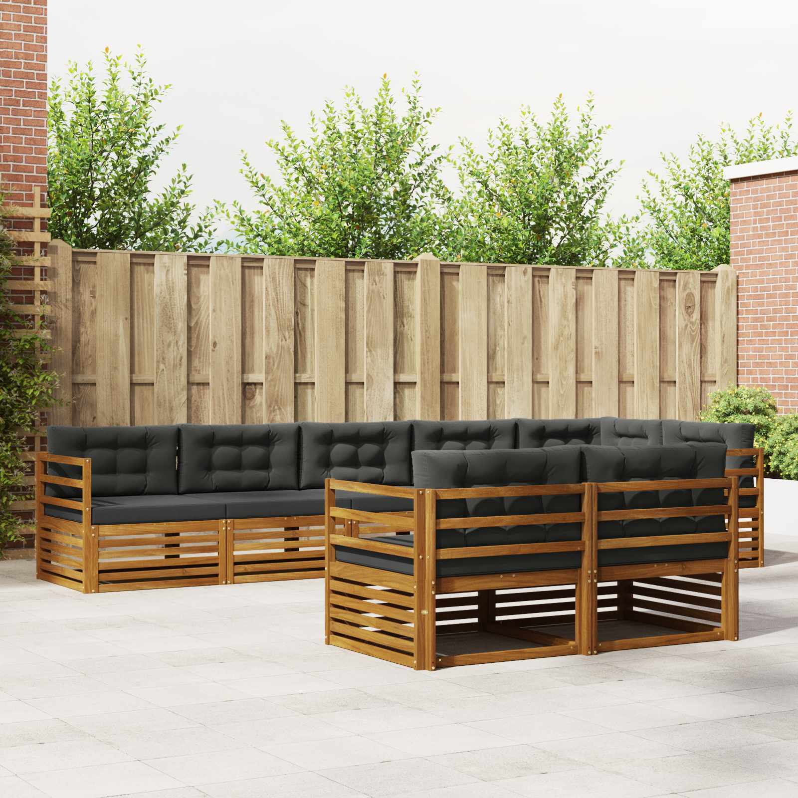 vidaXL Buiten bankenset 8 pcs Naturel