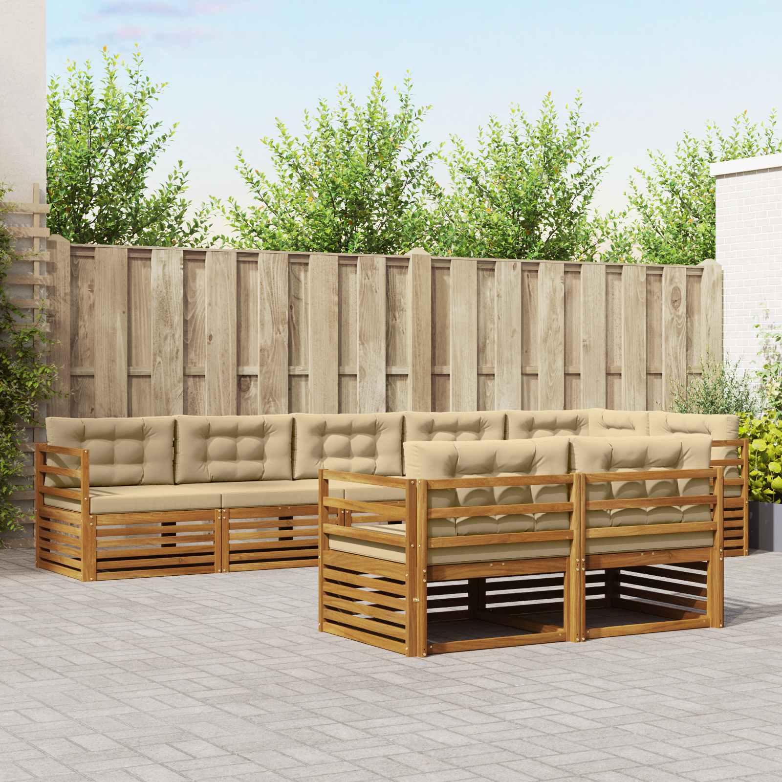 vidaXL Buiten bankenset 8 pcs Naturel