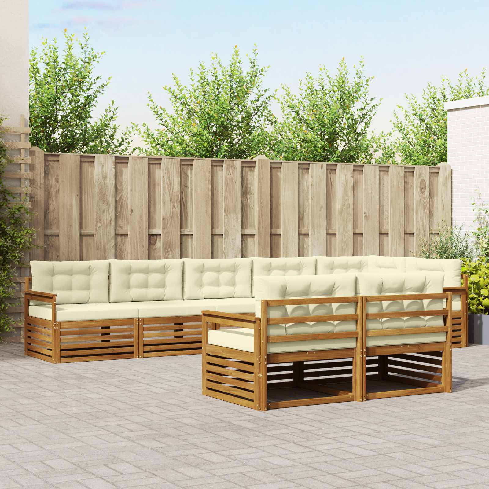 vidaXL Buiten bankenset 8 pcs Naturel