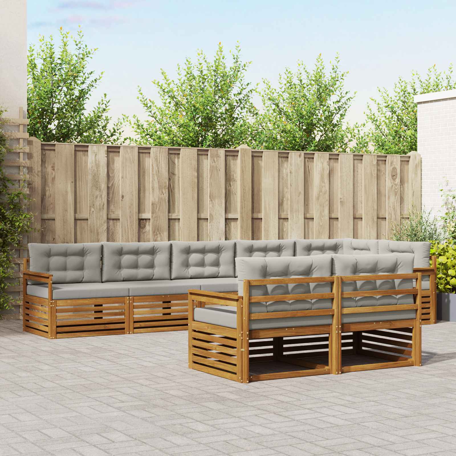 vidaXL Buiten bankenset 8 pcs Naturel