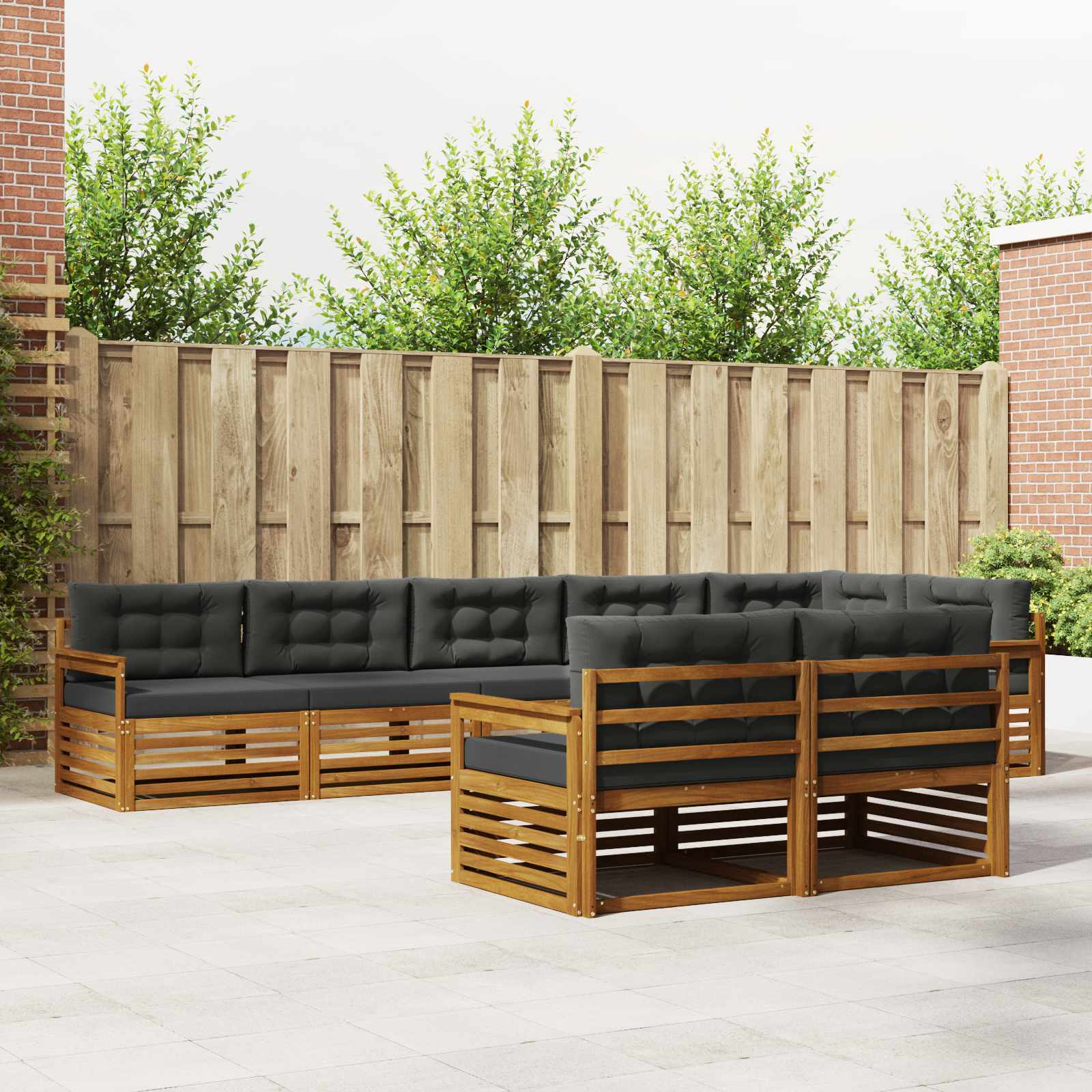 vidaXL Buiten bankenset 8 pcs Naturel