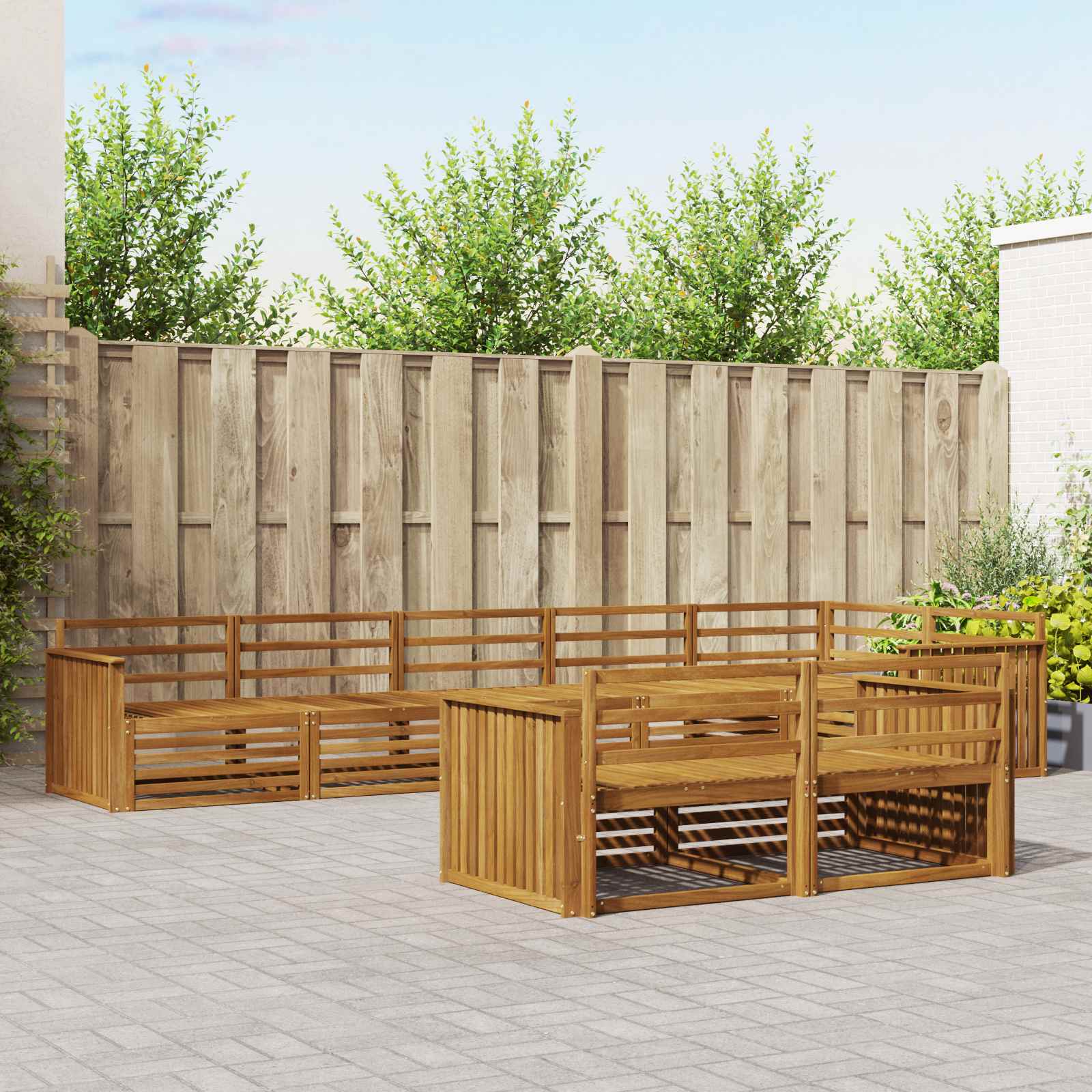vidaXL Buiten bankenset 8 pcs Naturel
