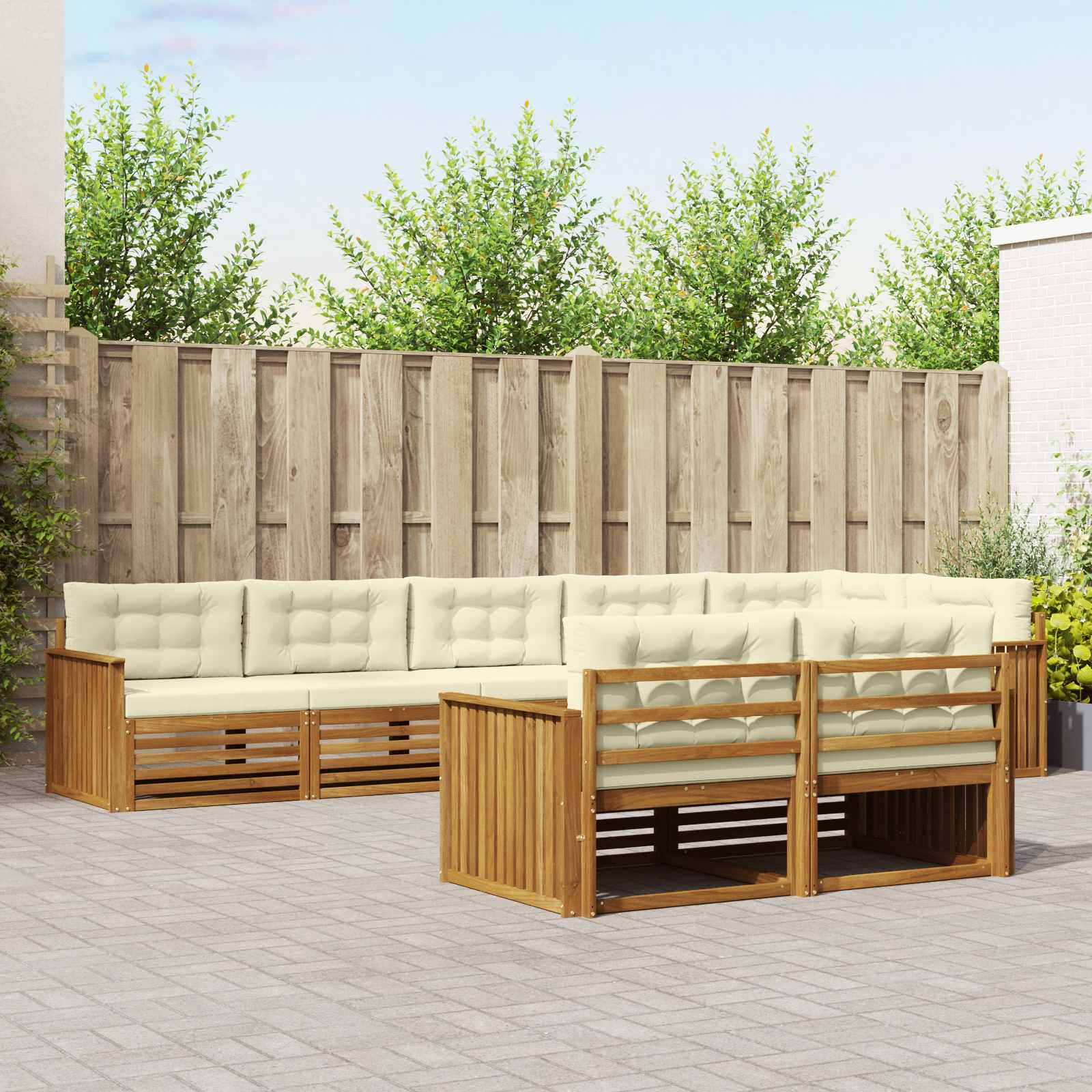 vidaXL Buiten bankenset 8 pcs Naturel